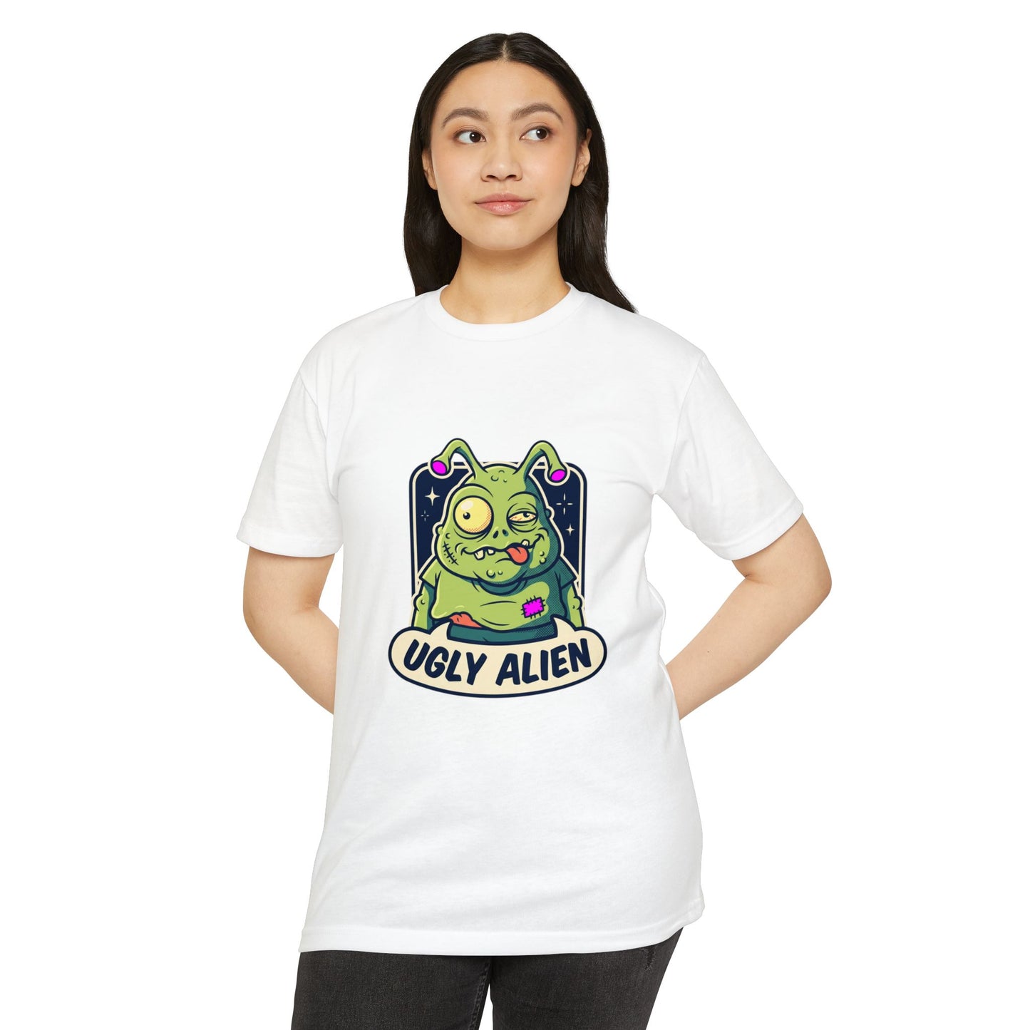 Funny Cute Green Alien T-Shirt — "Ugly Alien" Graphic Tee