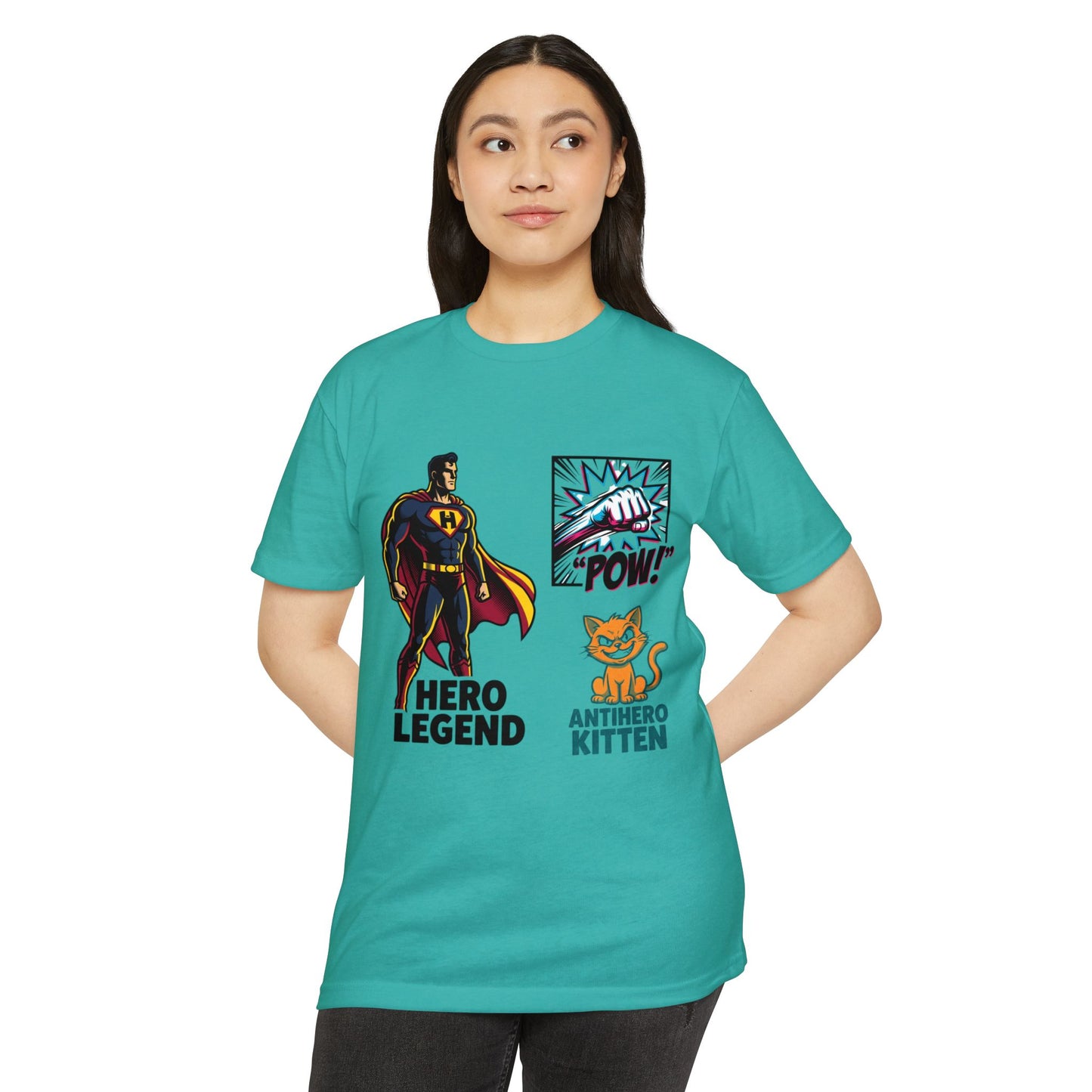 Hero Legend vs Antihero Kitten T-Shirt — Funny Comic Superhero Tee