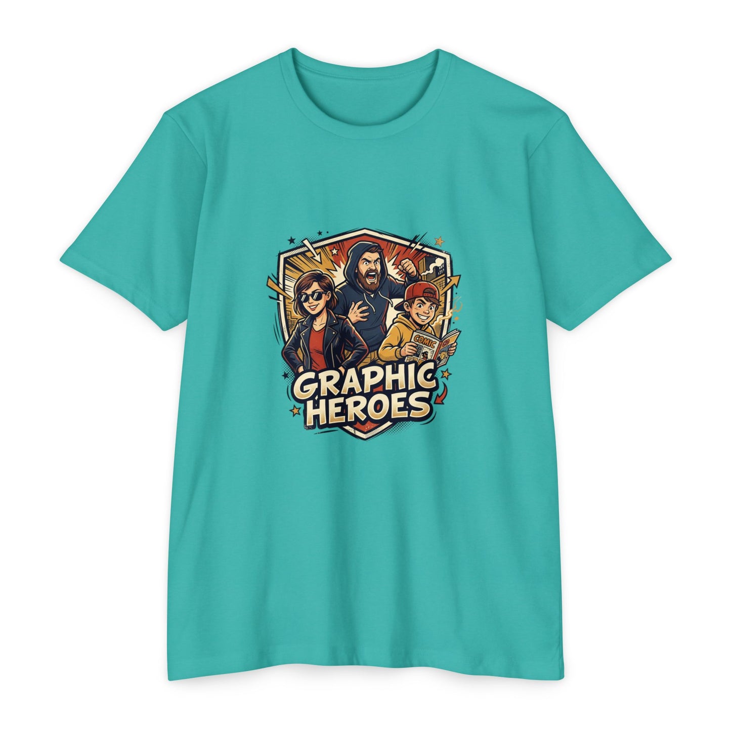 Retro Comic Heroes T-Shirt — Graphic Crew Tee