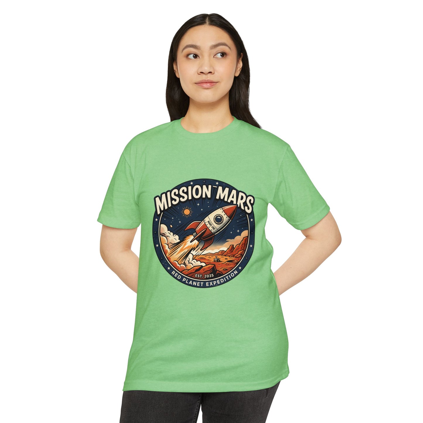 Mission Mars Rocket T‑Shirt — Retro Red Planet Expedition Tee