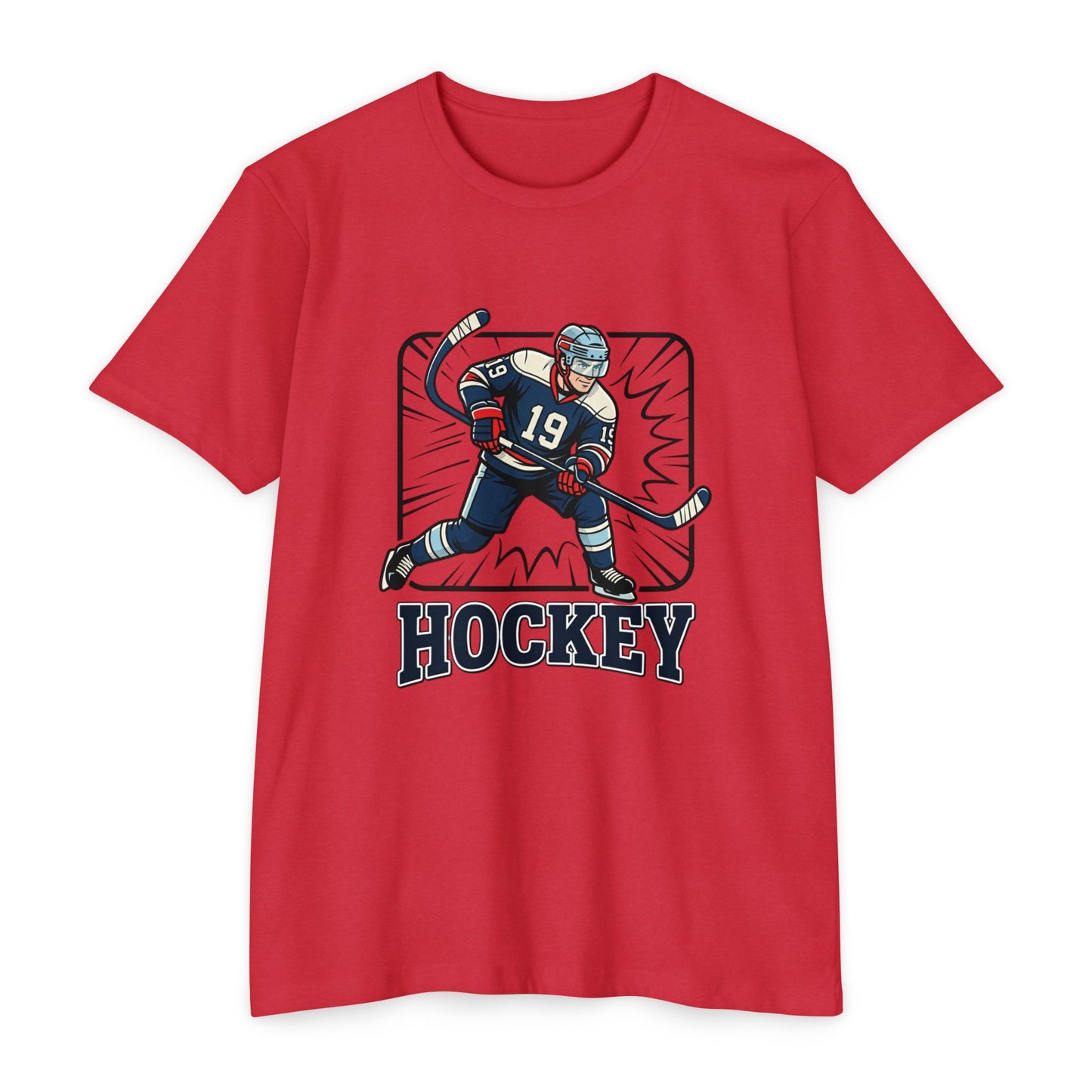 Hockey Player Graphic T-Shirt — Vintage Ice Hockey Jersey Tee