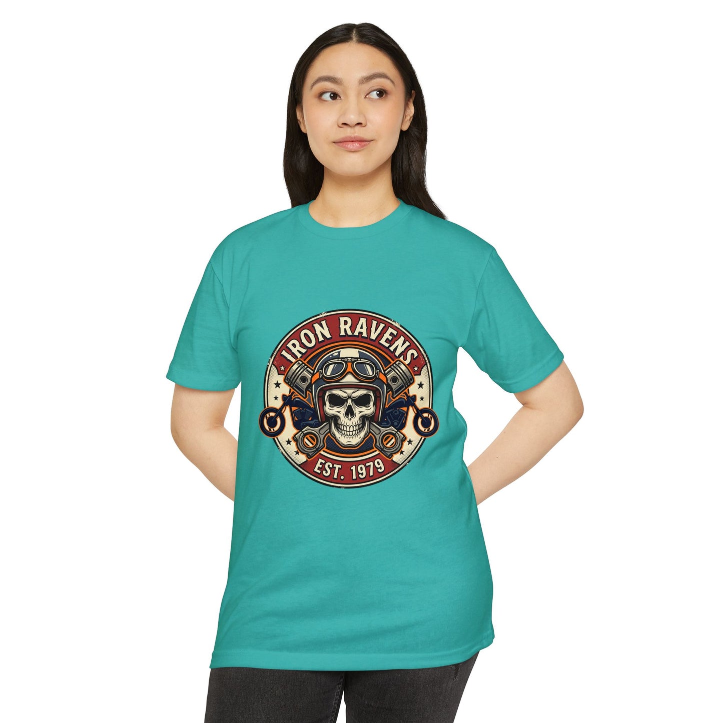 Iron Ravens Skull Motorcycle T-Shirt — Vintage Biker Graphic Tee (Est. 1979)