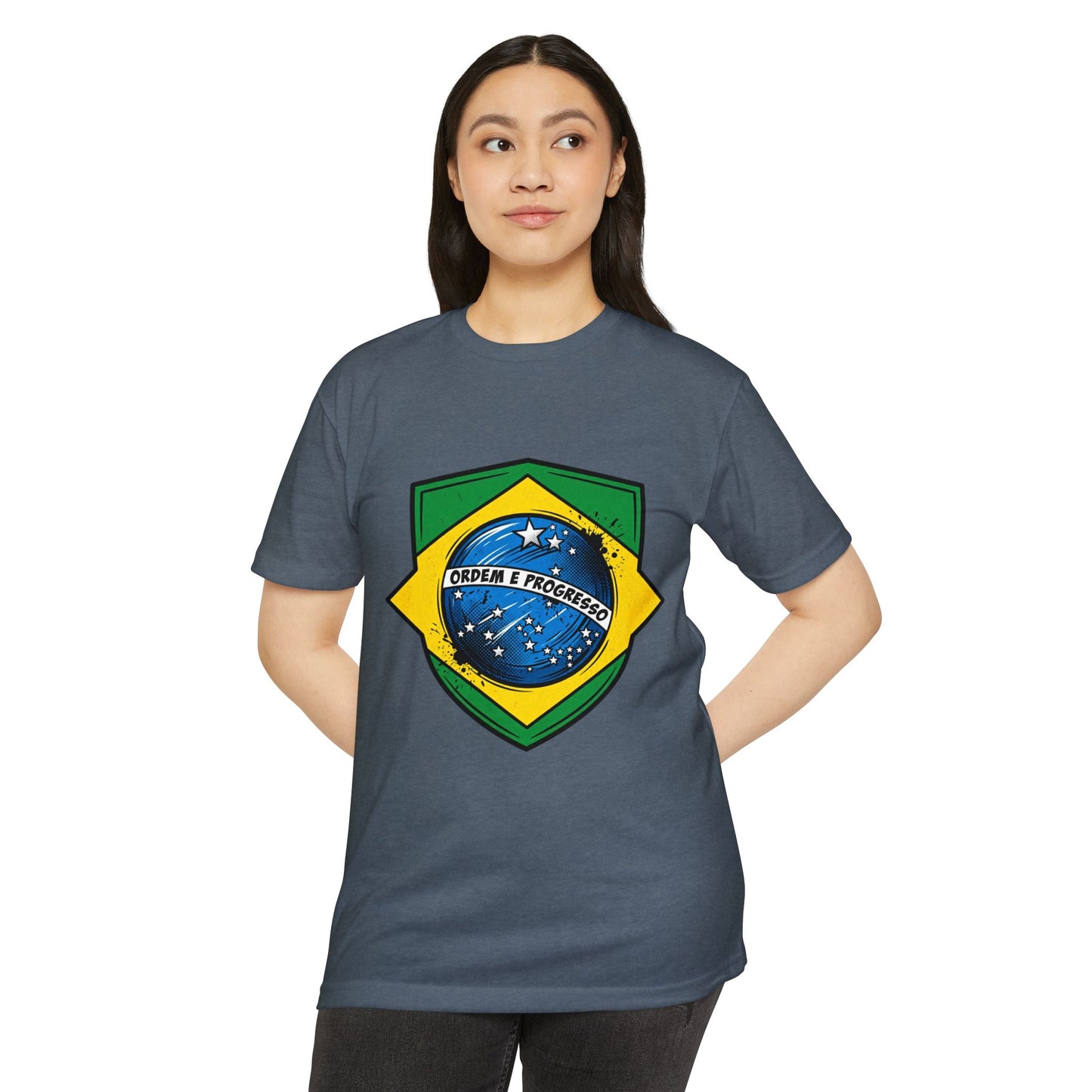 Brazil Flag Crest T-Shirt — Brazilian Soccer/Patriot Pride Tee