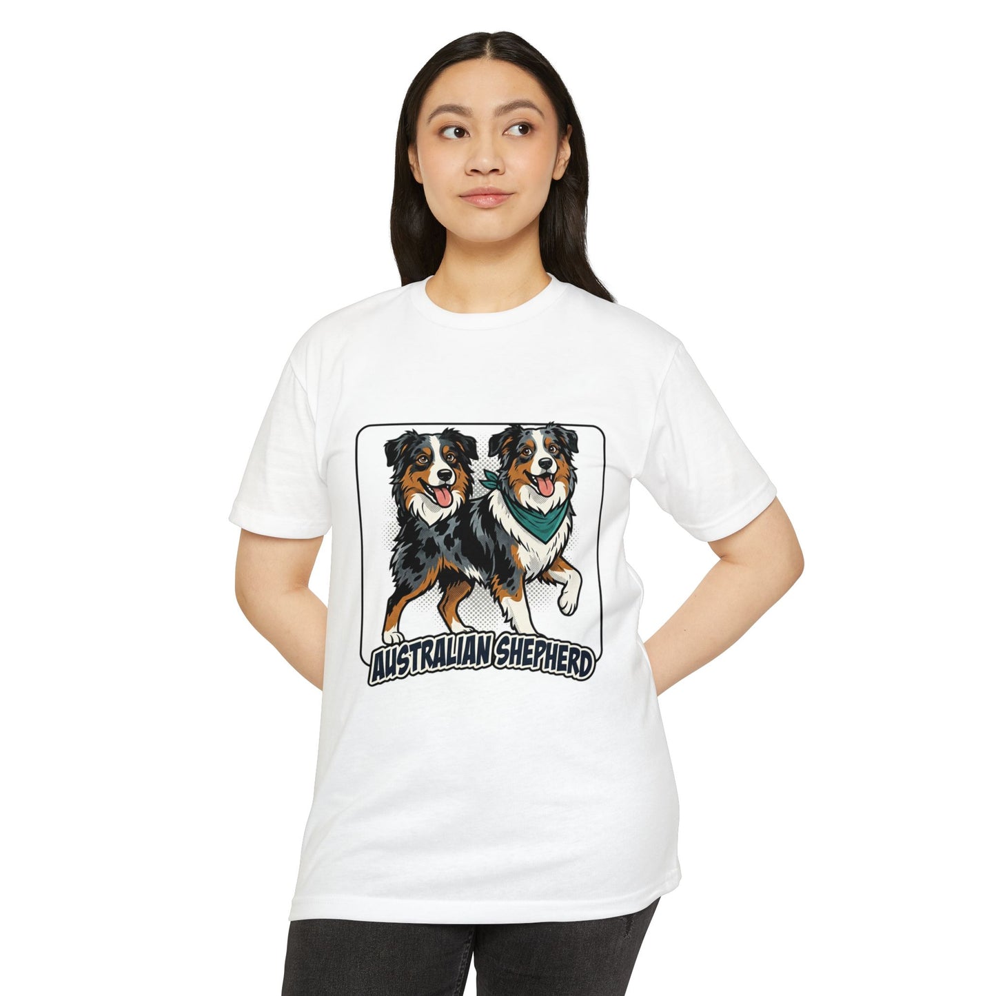 Australian Shepherd Graphic T‑Shirt — Playful Double Dog Illustration