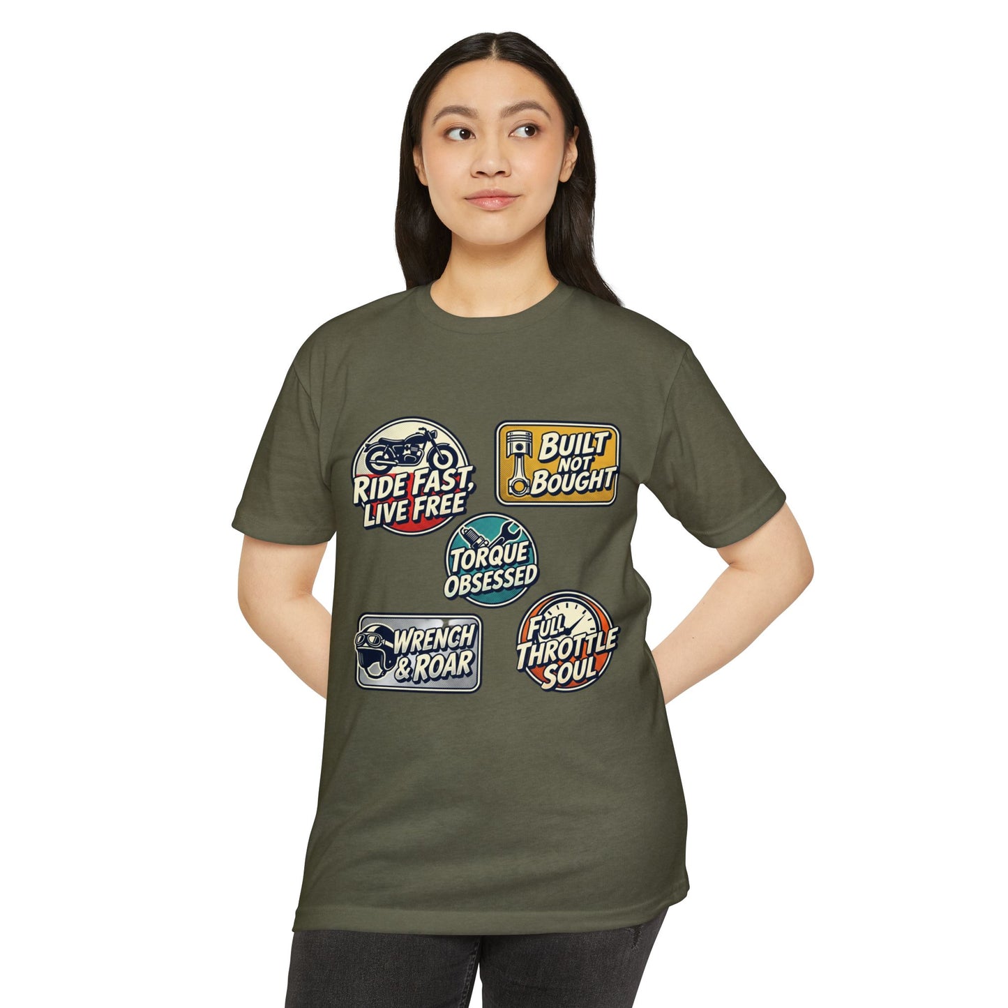 Built Not Bought Vintage Motorcycle Badge T-Shirt
