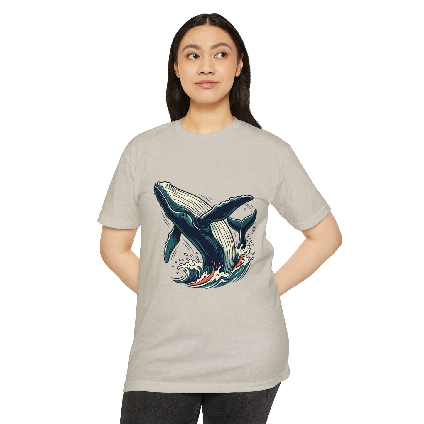 Whale Wave Graphic T-Shirt — Ocean Humpback Illustration Tee