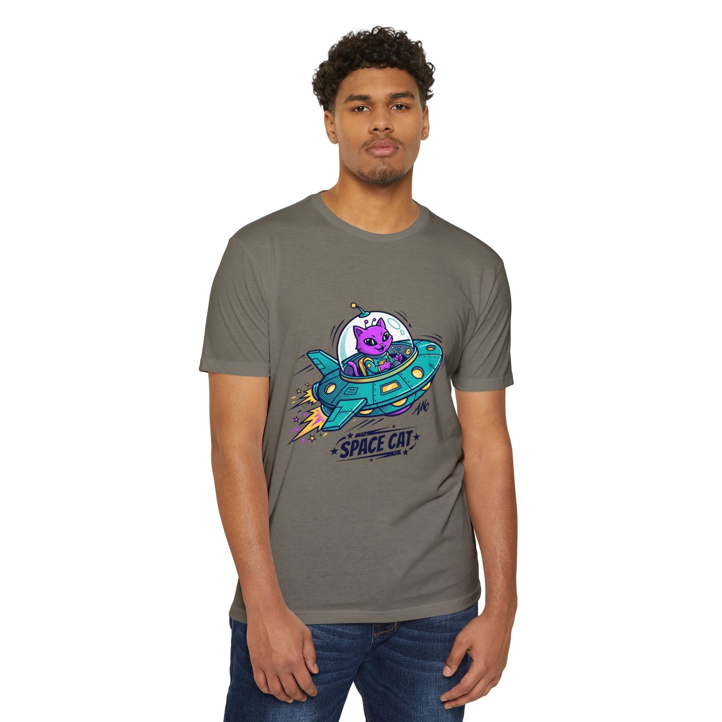Retro Space Cat T-Shirt — UFO Graphic Tee