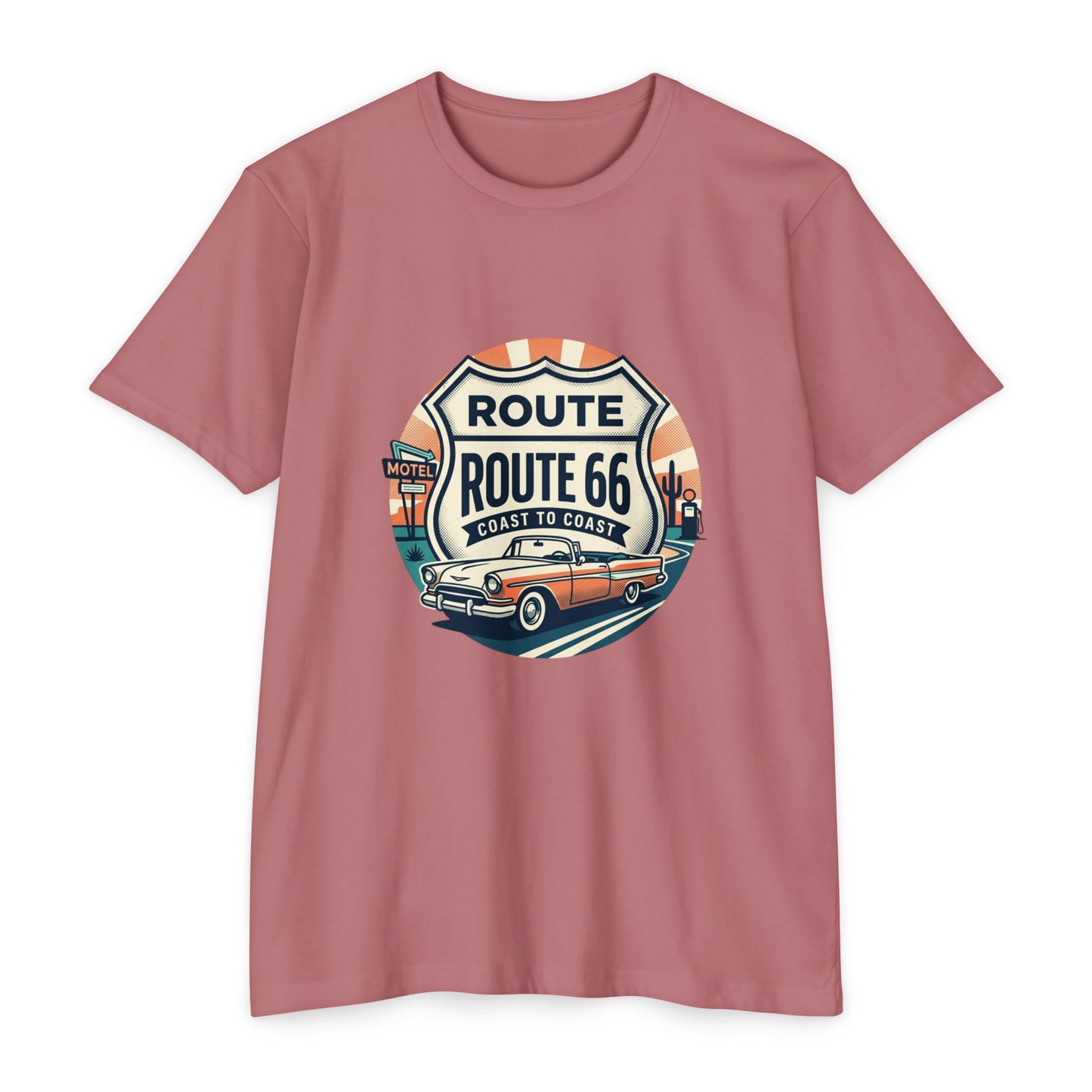Route 66 Vintage Car T-Shirt — Classic Road Trip Retro Tee