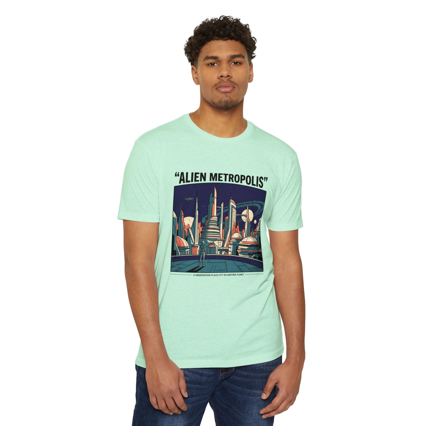Alien Metropolis Retro Futuristic Sci‑Fi City T-Shirt