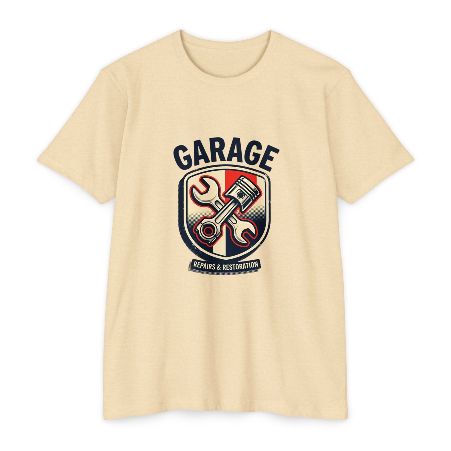 Garage Repairs & Restoration T-Shirt — Mechanic Tools Crest Tee