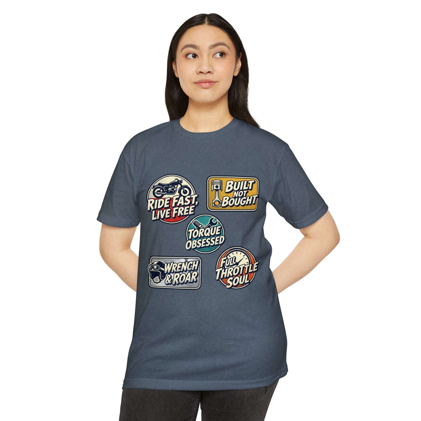 Built Not Bought Vintage Motorcycle Badge T-Shirt