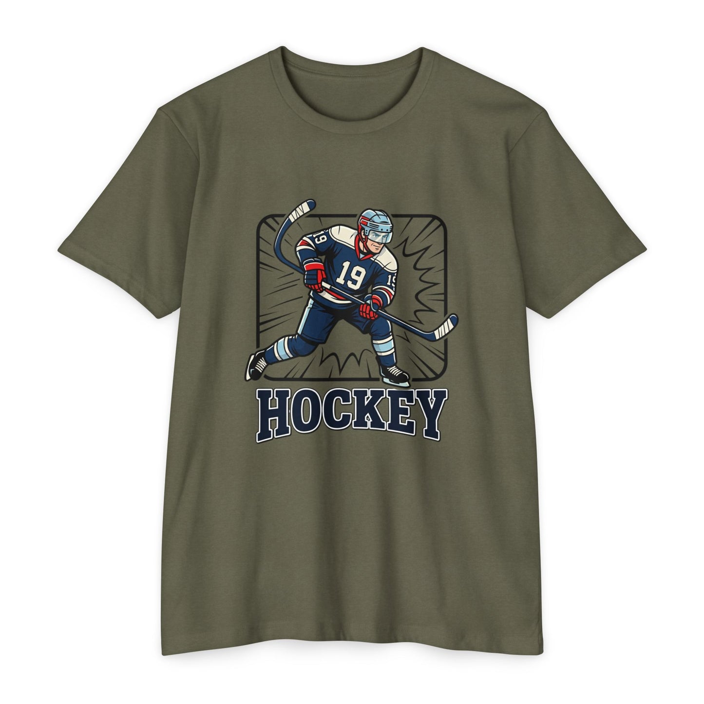Hockey Player Graphic T-Shirt — Vintage Ice Hockey Jersey Tee