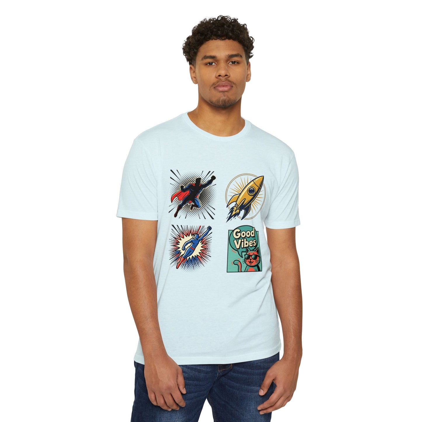 Good Vibes Rocket Retro Comic Patch T-Shirt