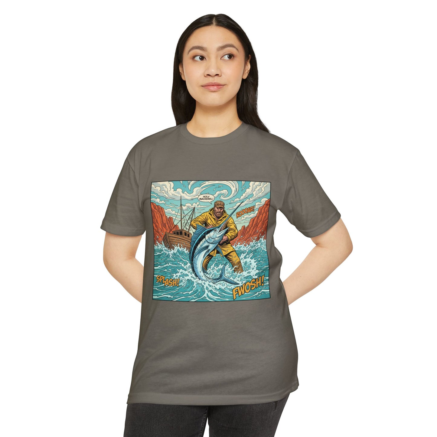 Retro Fisherman 'FWOSH' Fishing Graphic T-Shirt