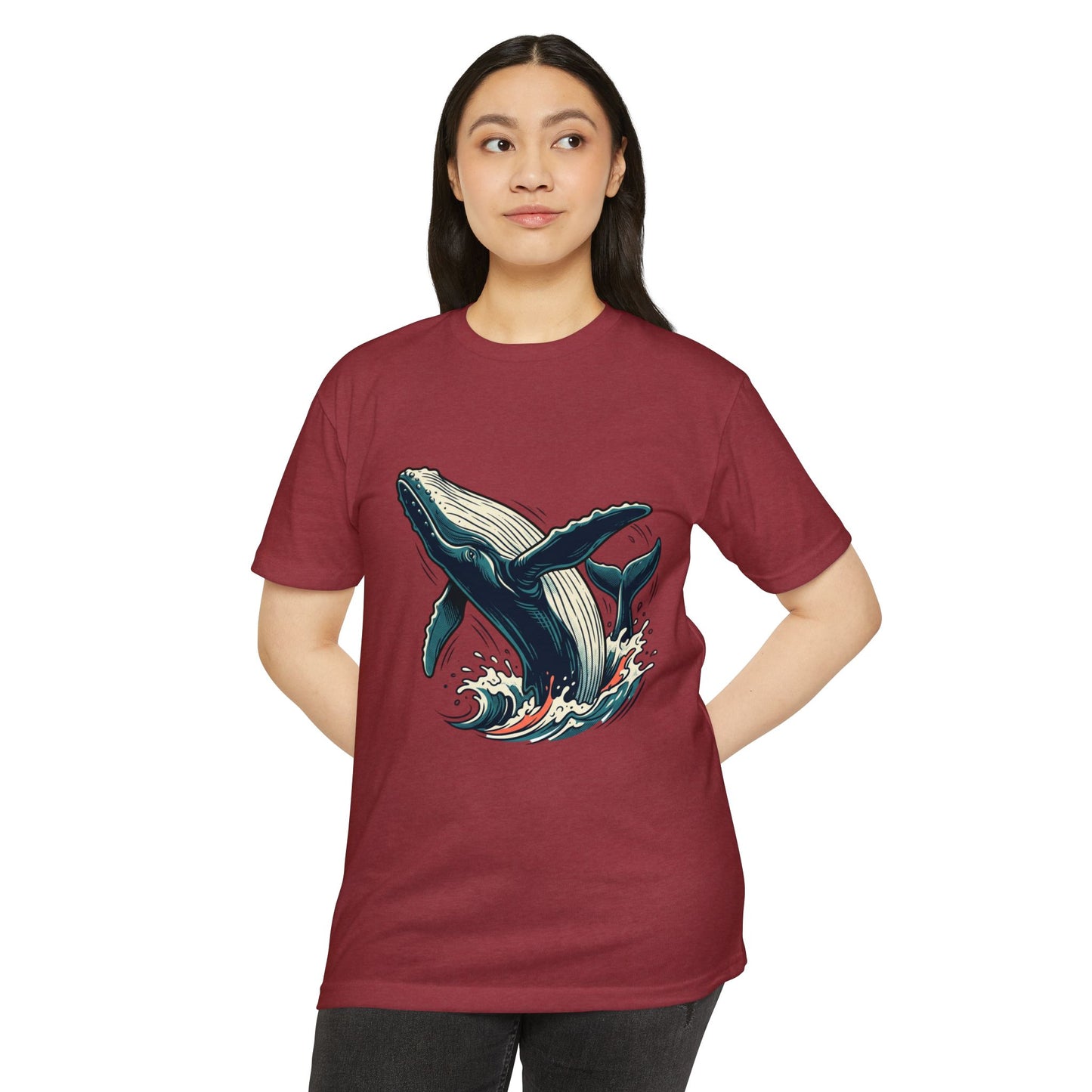Whale Wave Graphic T-Shirt — Ocean Humpback Illustration Tee