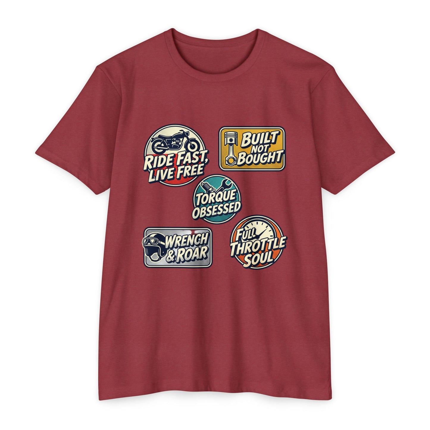 Built Not Bought Vintage Motorcycle Badge T-Shirt
