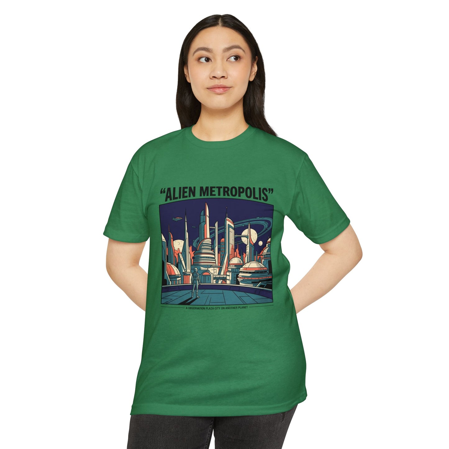 Alien Metropolis Retro Futuristic Sci‑Fi City T-Shirt