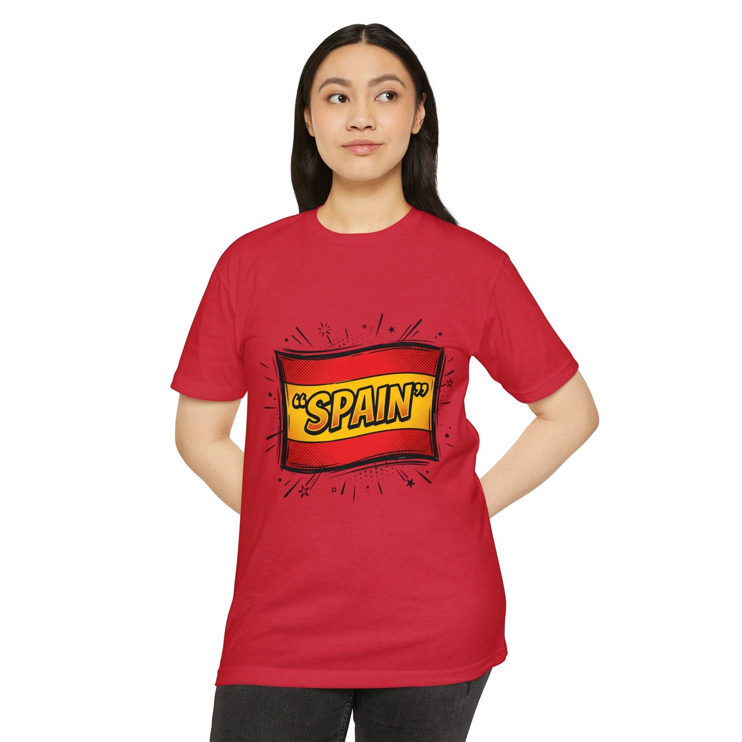 Spain Retro Comic Flag T-Shirt — 'SPAIN' Graphic Tee
