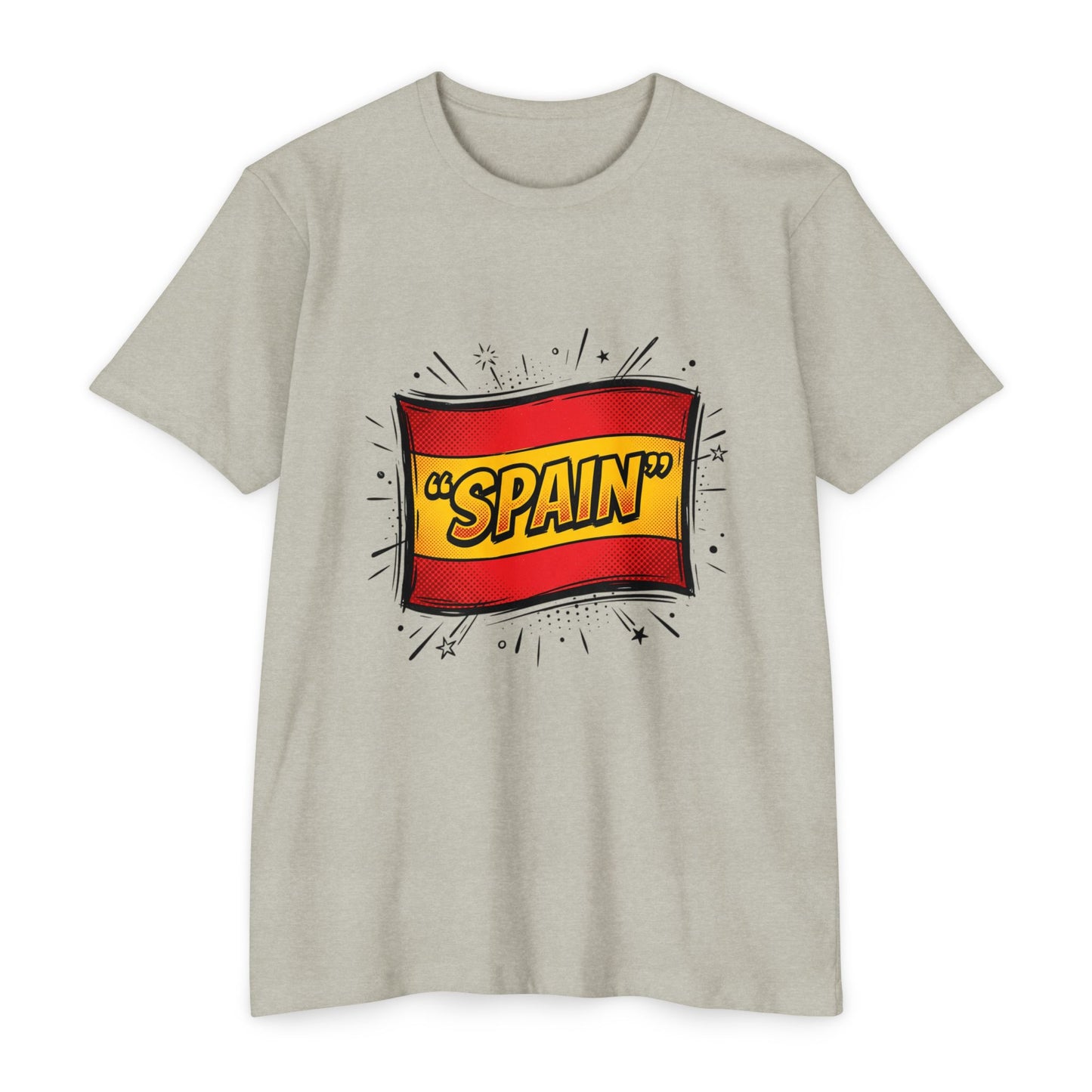 Spain Retro Comic Flag T-Shirt — 'SPAIN' Graphic Tee