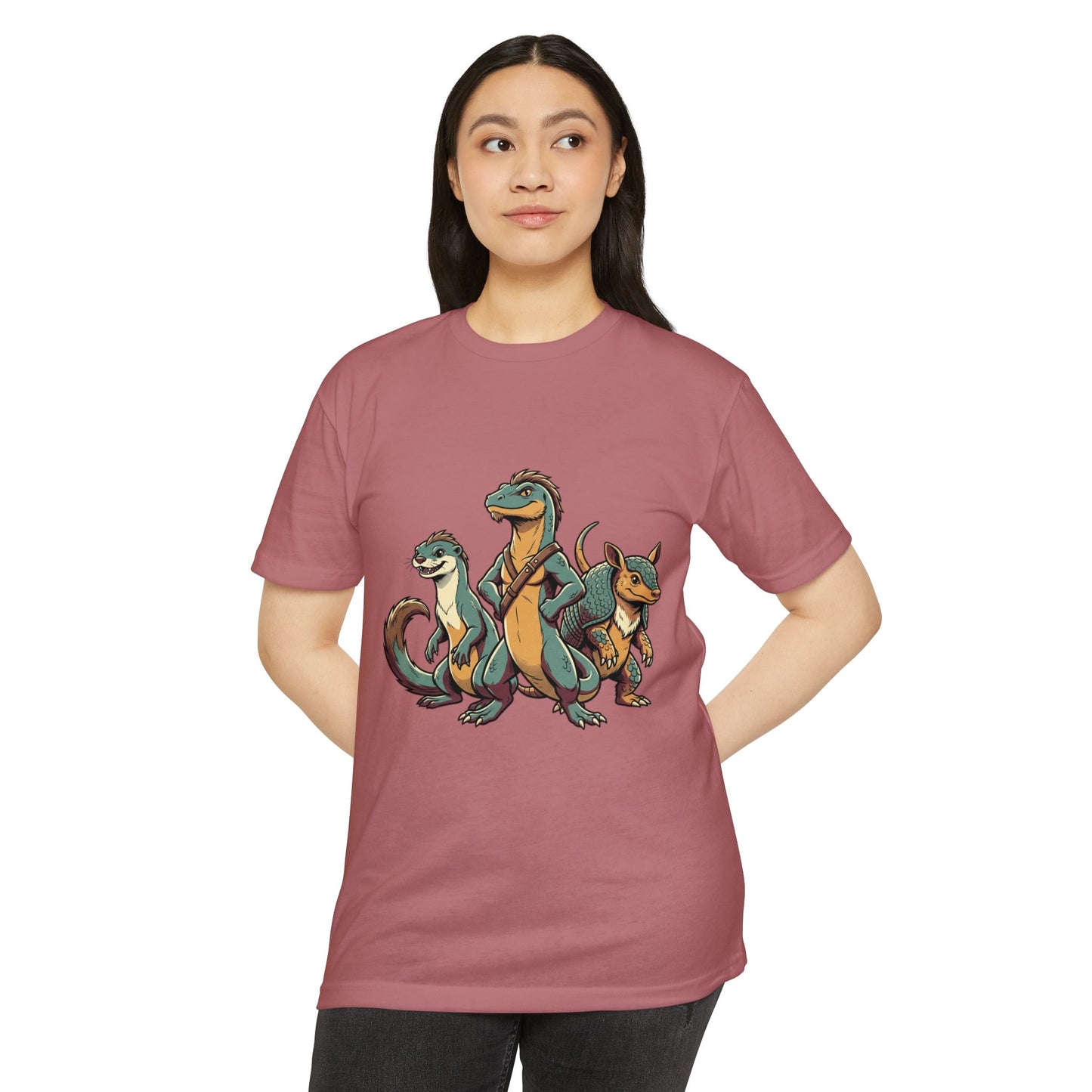 Retro Trio Dino Velociraptor T-Shirt — Cute Cartoon Dino Tee