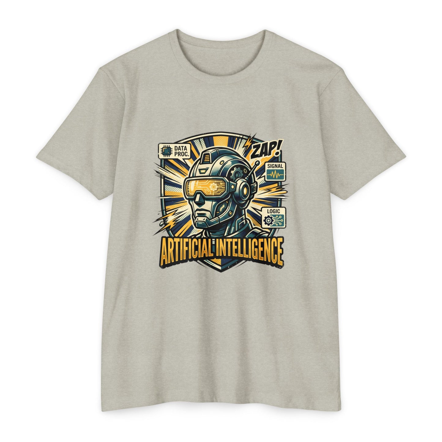 AI Robotics Graphic T-Shirt — "Artificial Intelligence" Retro Helmet Design