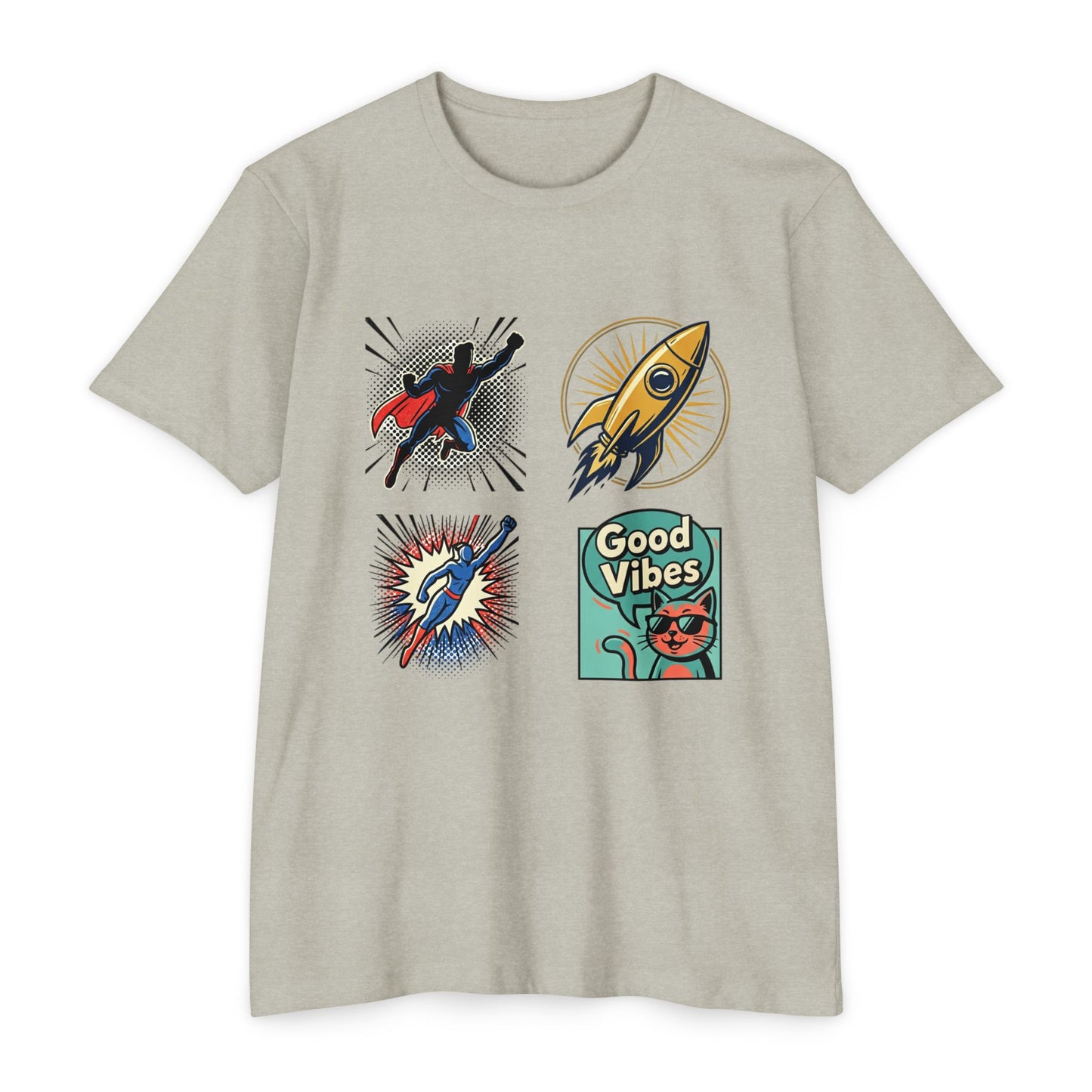 Good Vibes Rocket Retro Comic Patch T-Shirt