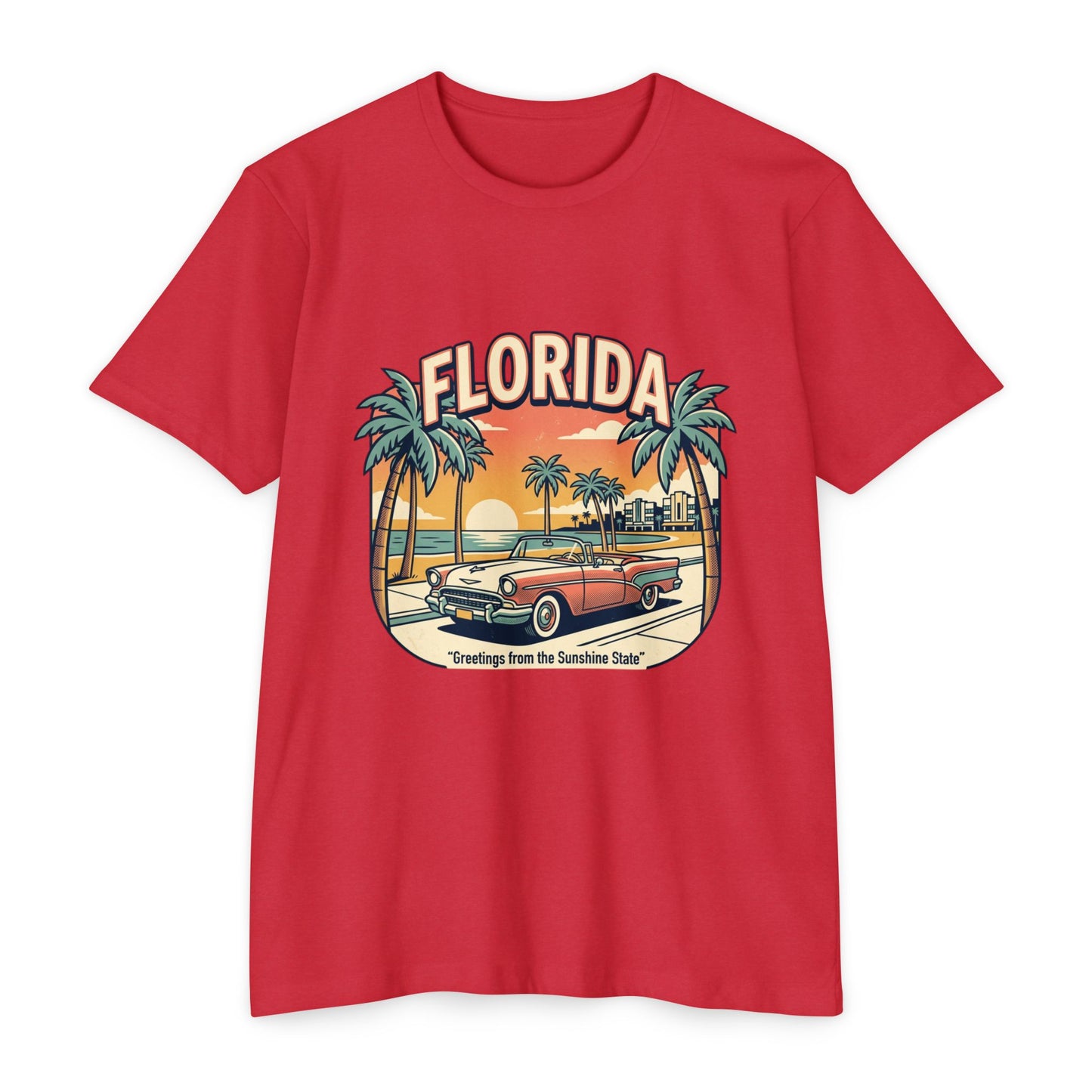 Florida Vintage Sunset T-Shirt — "Greetings from the Sunshine State"