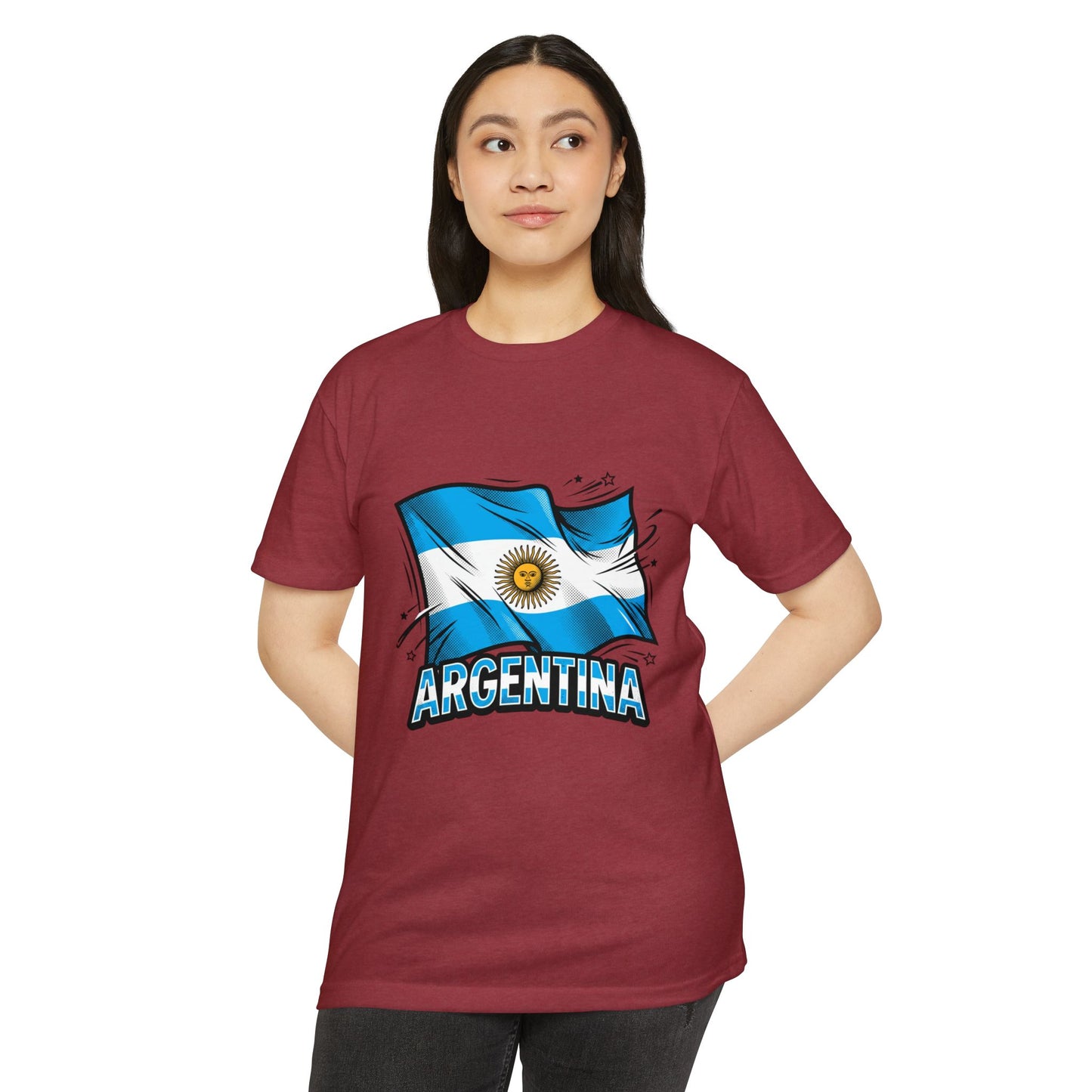 Argentina Flag Waving Graphic T-Shirt