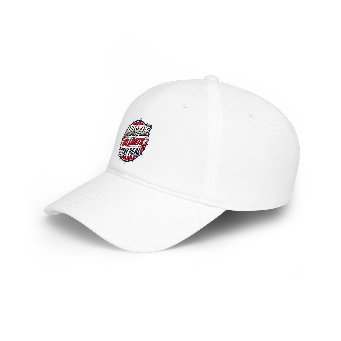Hustle No Limits Stay Real Embroidered Baseball Cap — Red Low Profile