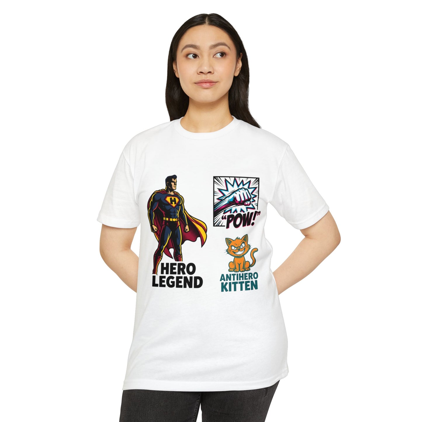 Hero Legend vs Antihero Kitten T-Shirt — Funny Comic Superhero Tee