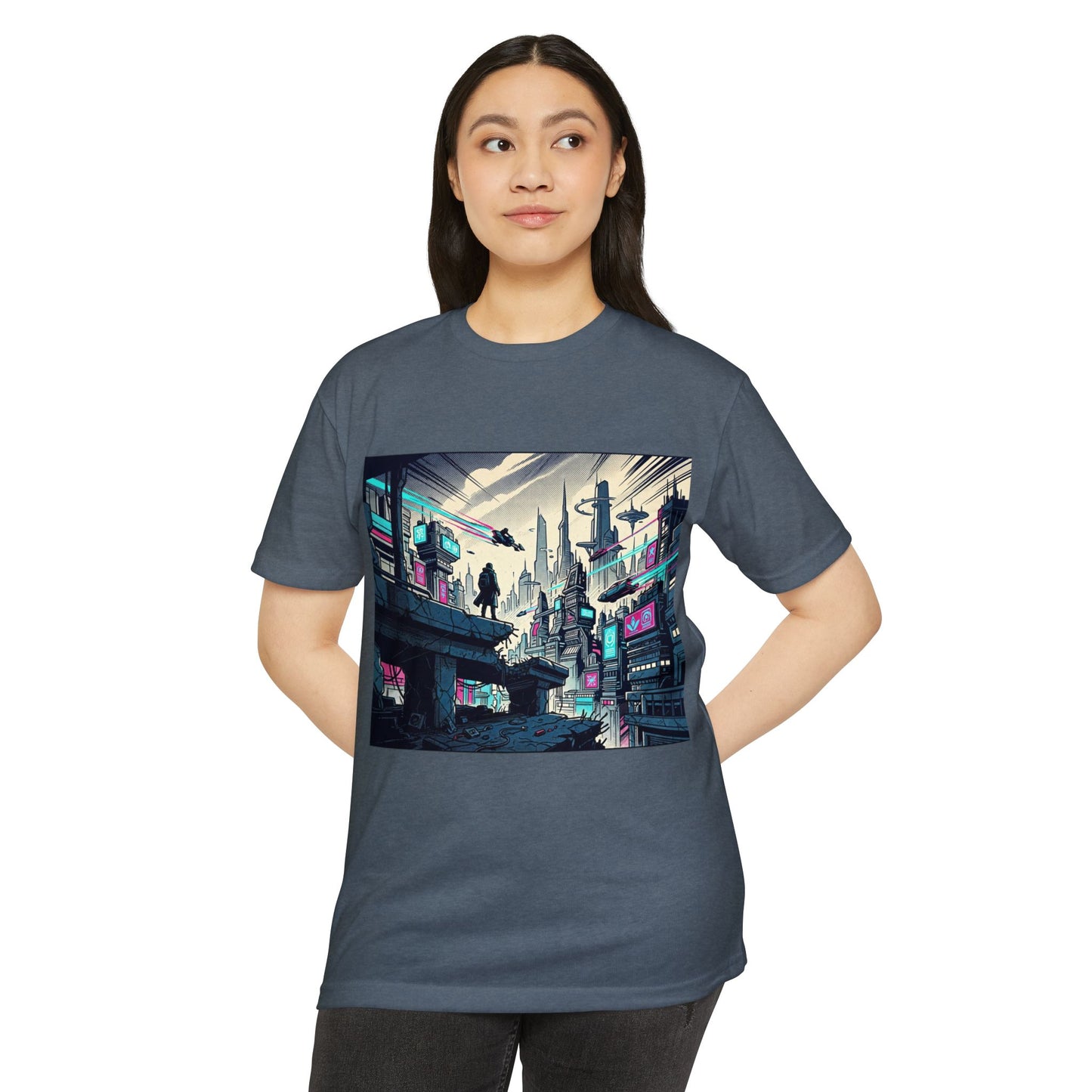 Cyberpunk Cityscape T-Shirt — Neon Futuristic Streetwear