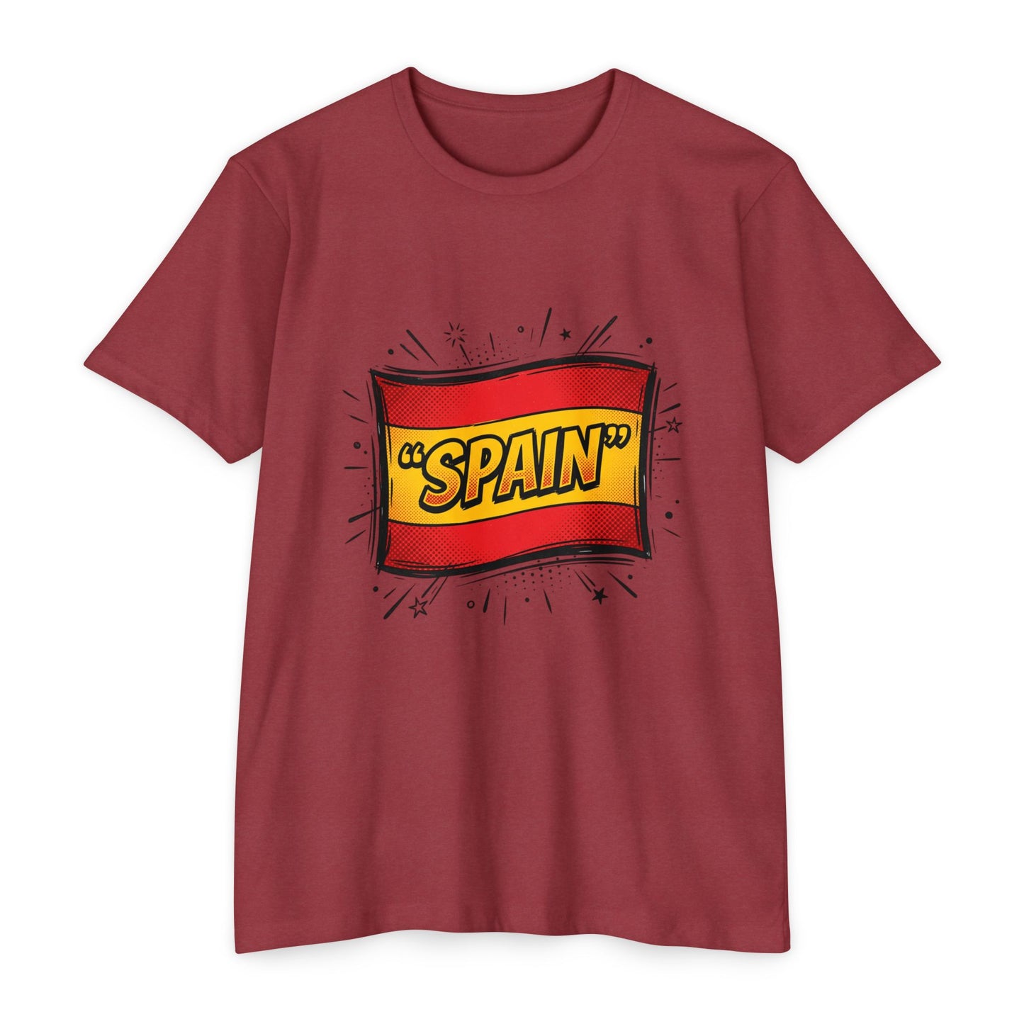 Spain Retro Comic Flag T-Shirt — 'SPAIN' Graphic Tee