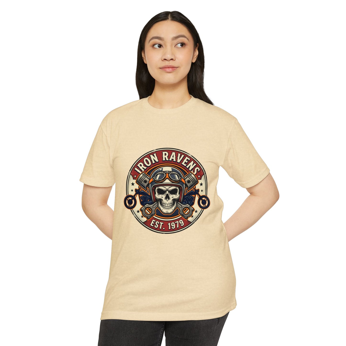 Iron Ravens Skull Motorcycle T-Shirt — Vintage Biker Graphic Tee (Est. 1979)