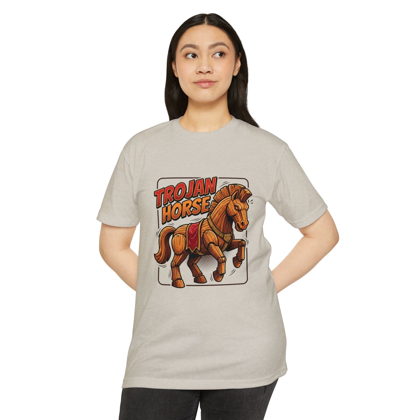 Trojan Horse Graphic Tee - Vintage Wooden Horse Illustration T-Shirt