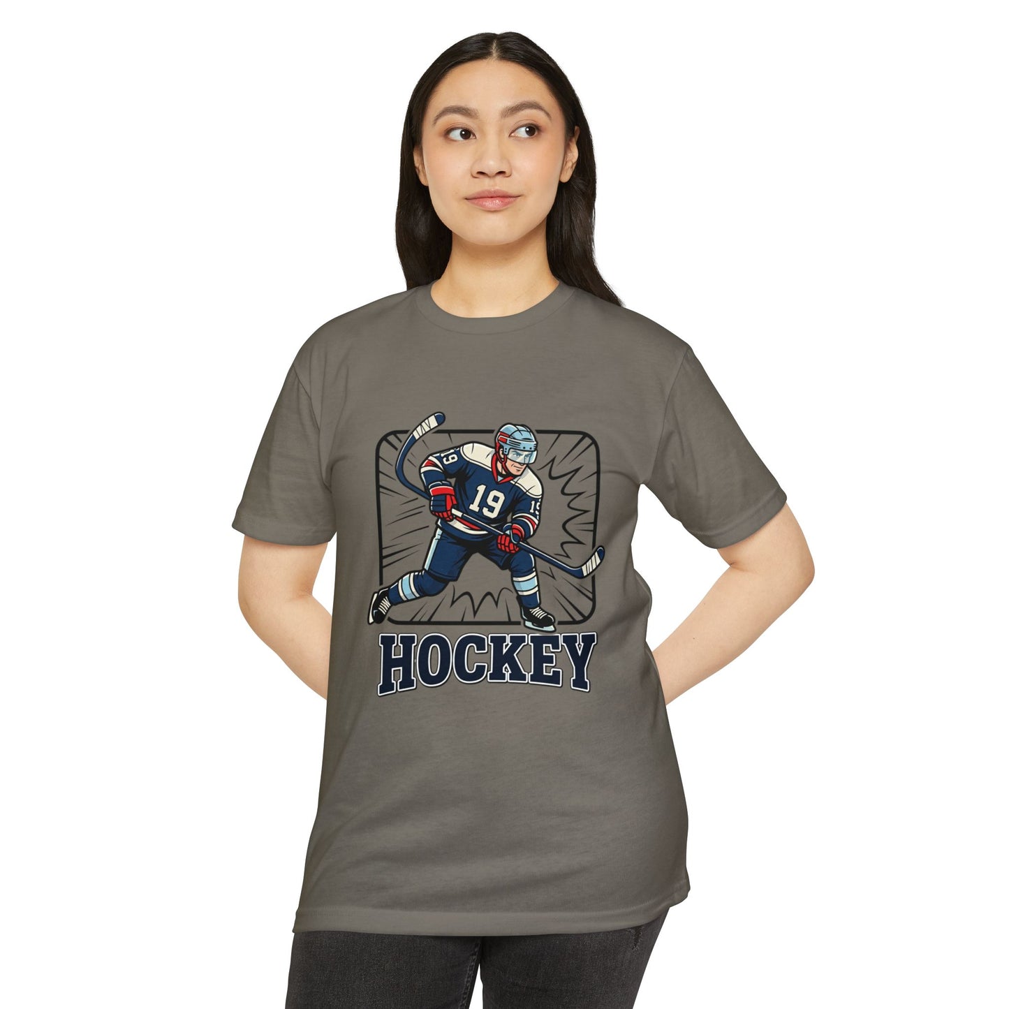 Hockey Player Graphic T-Shirt — Vintage Ice Hockey Jersey Tee