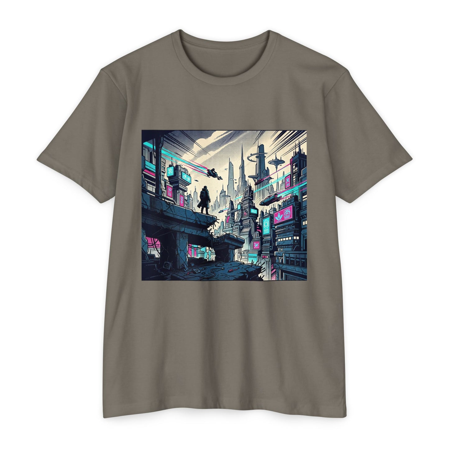 Cyberpunk Cityscape T-Shirt — Neon Futuristic Streetwear