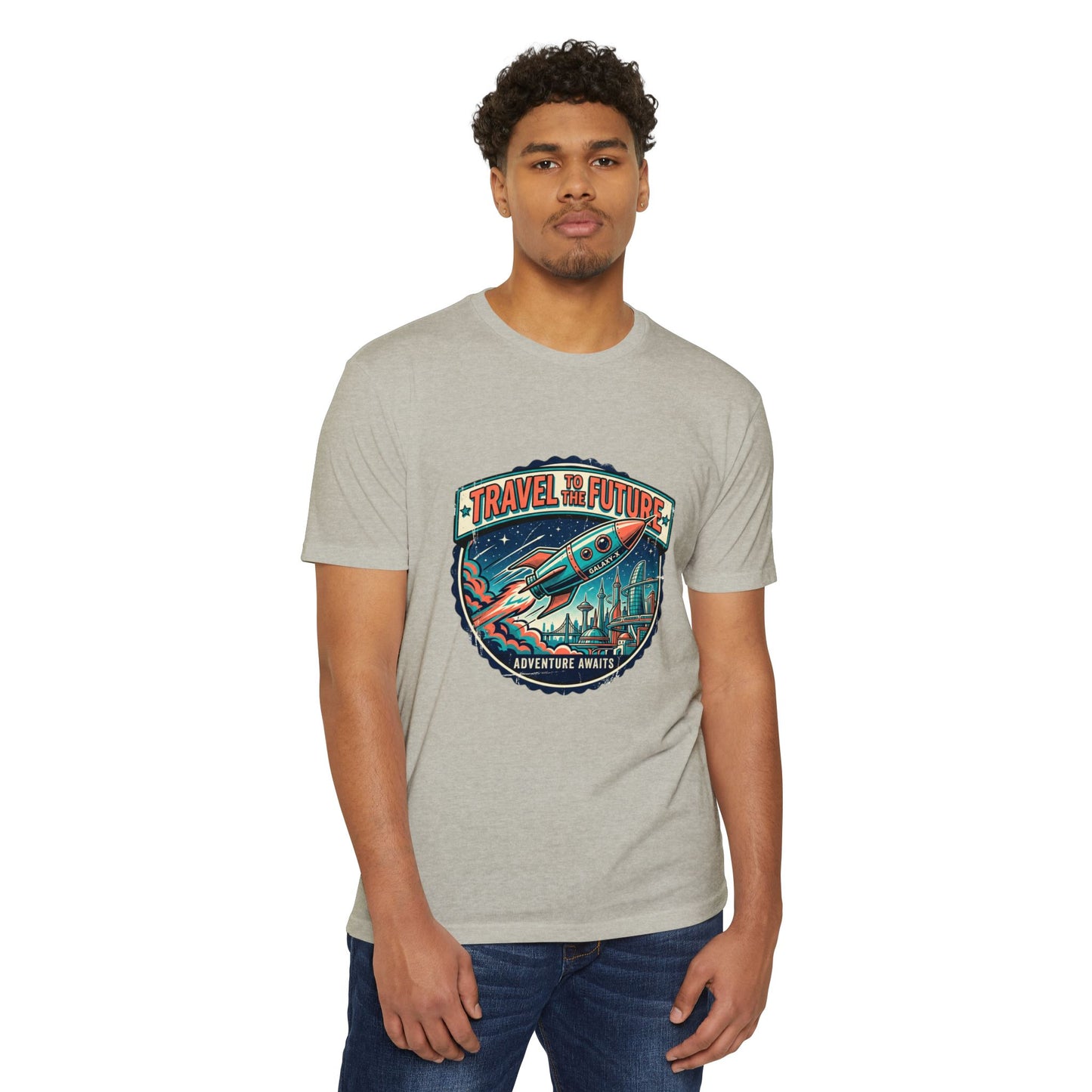 Travel the Future Rocket T-Shirt — Adventure Awaits Vintage Space Tee