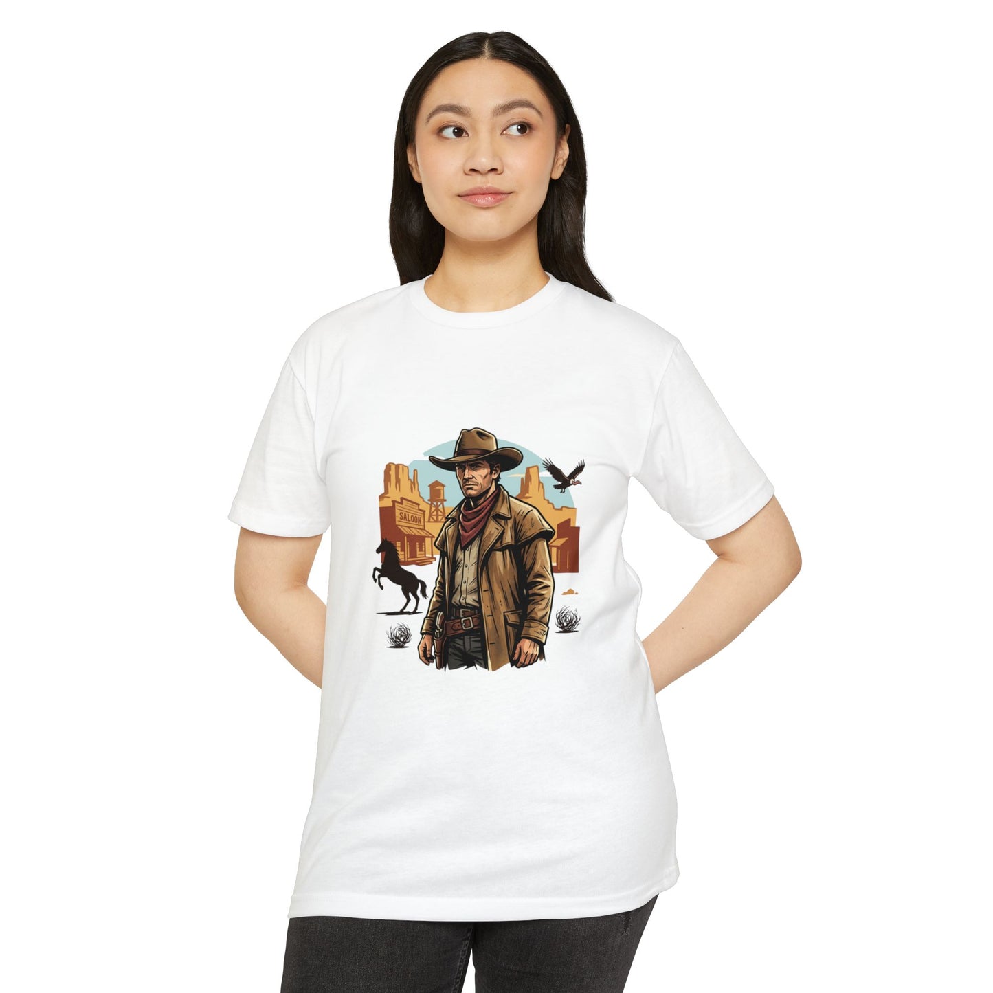 Western Cowboy Graphic T-Shirt — Desert Outlaw Illustration
