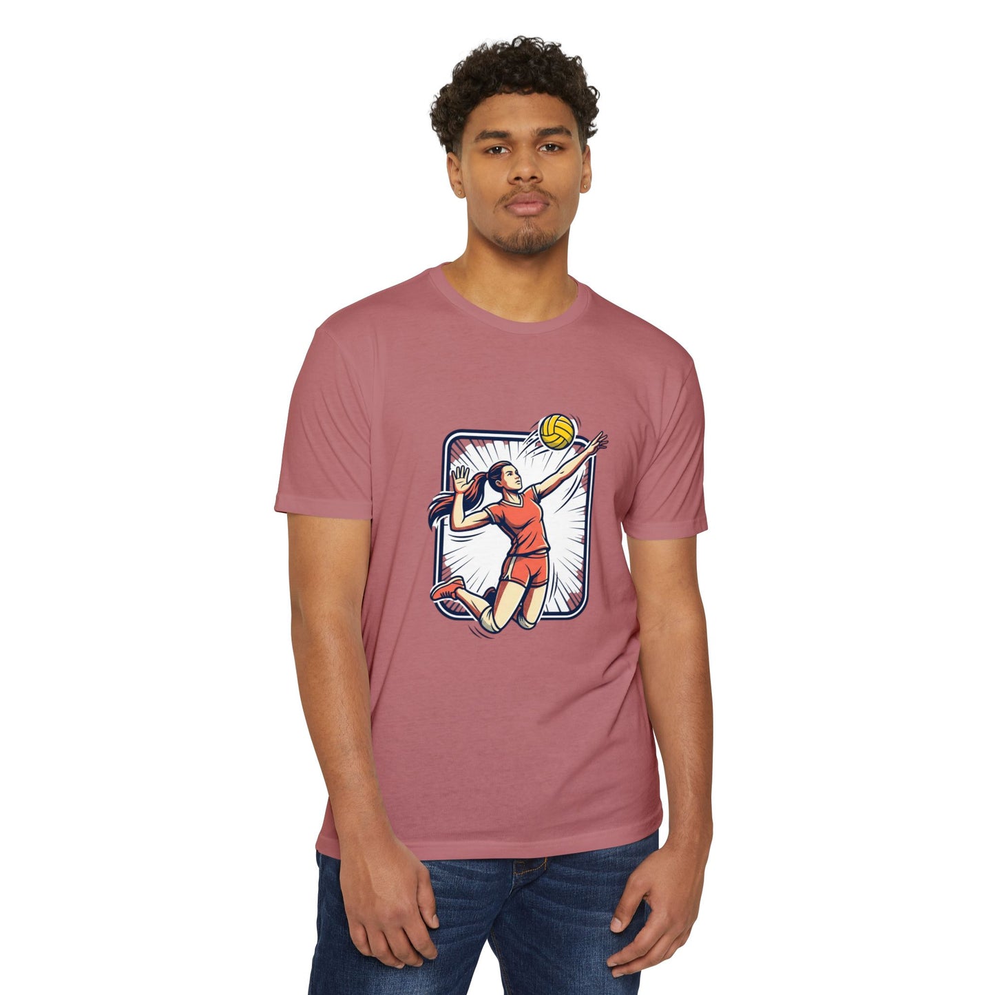 Volleyball Spike Graphic T-Shirt — Female Player Action Tee