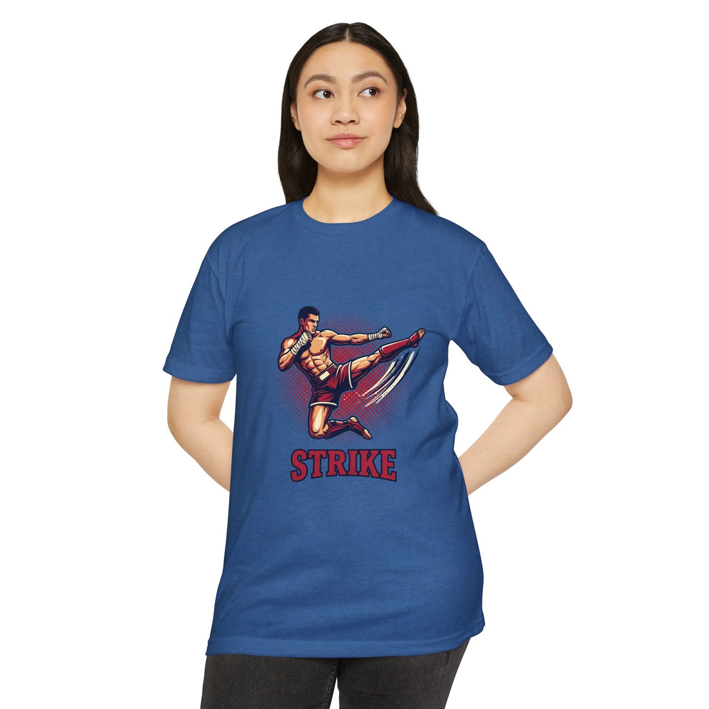 Camiseta de Chute de Artes Marciais — Camiseta Gráfica Retrô 'STRIKE' de Lutador