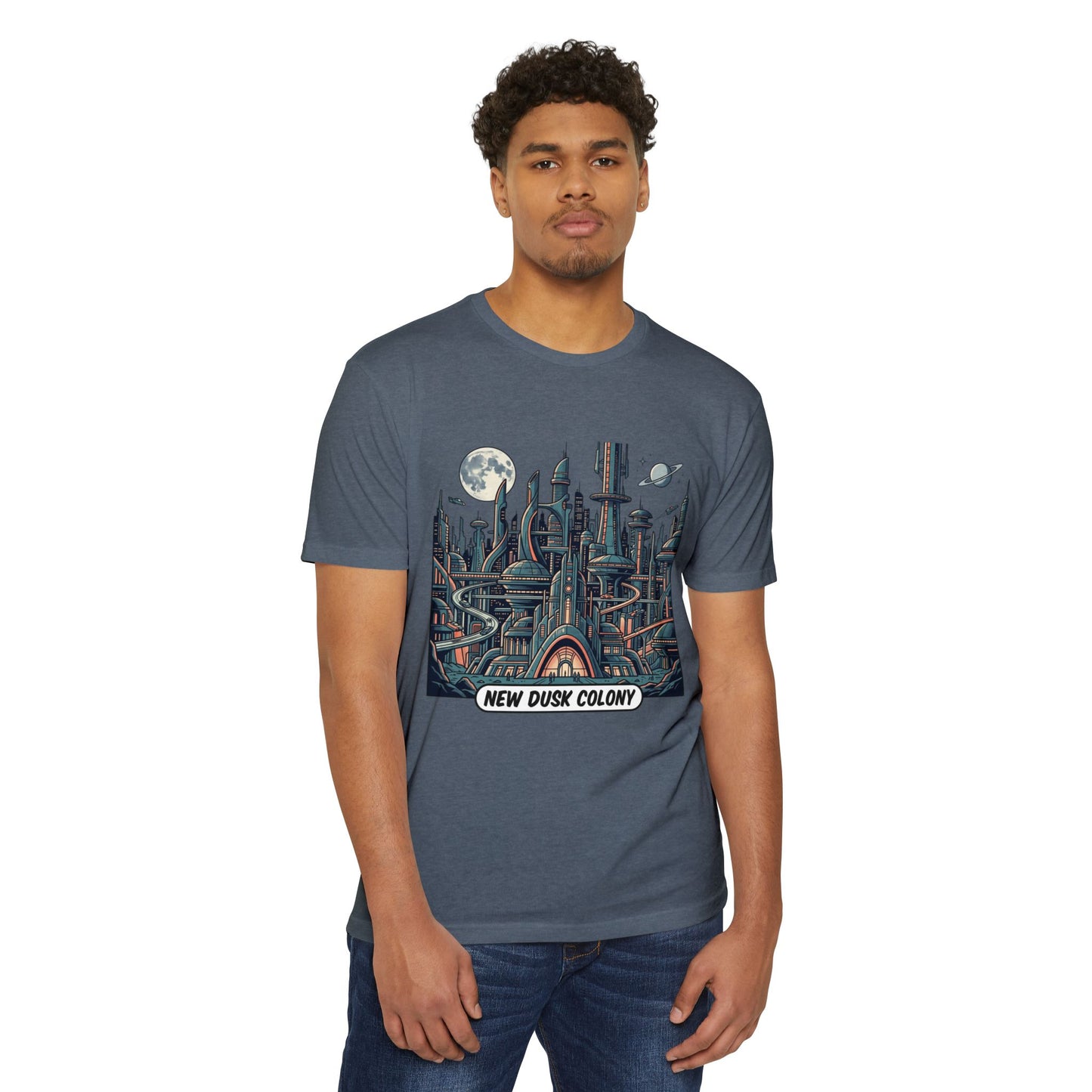 Retro Futuristic Cityscape T-Shirt — New Dusk Colony Tee