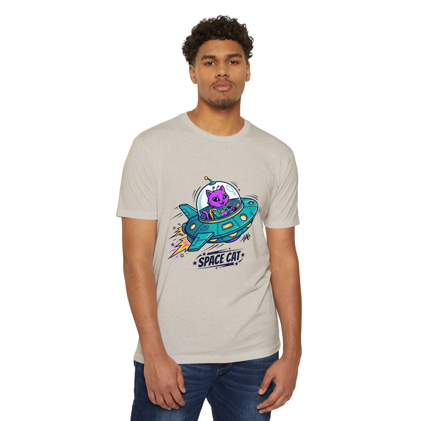 Retro Space Cat T-Shirt — UFO Graphic Tee