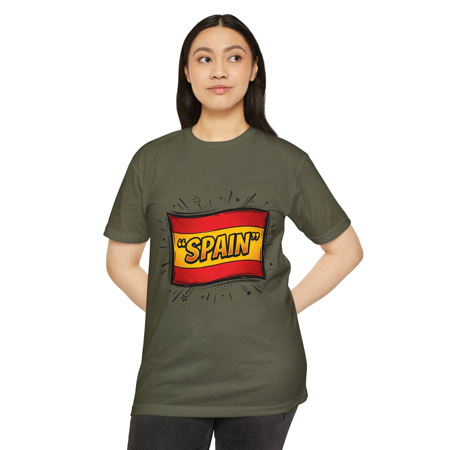 Spain Retro Comic Flag T-Shirt — 'SPAIN' Graphic Tee
