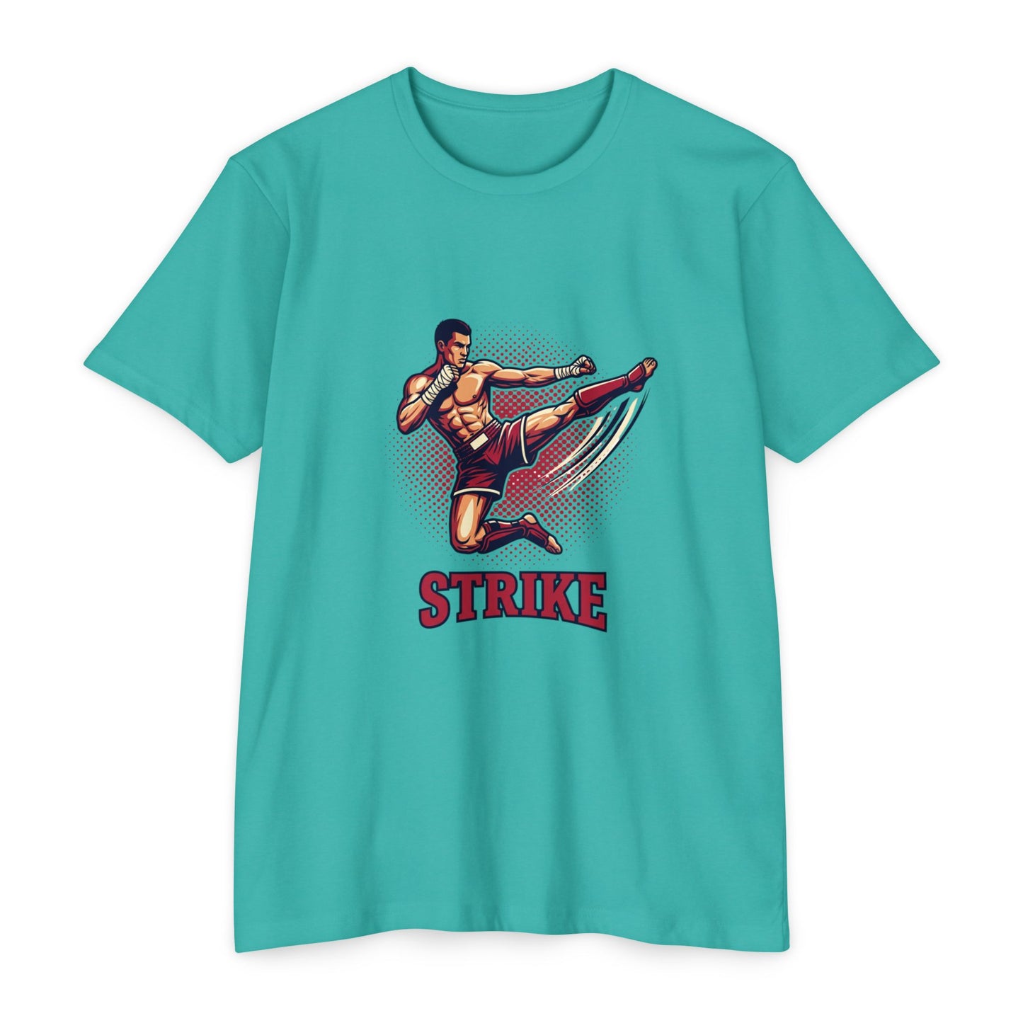 Camiseta de Chute de Artes Marciais — Camiseta Gráfica Retrô 'STRIKE' de Lutador