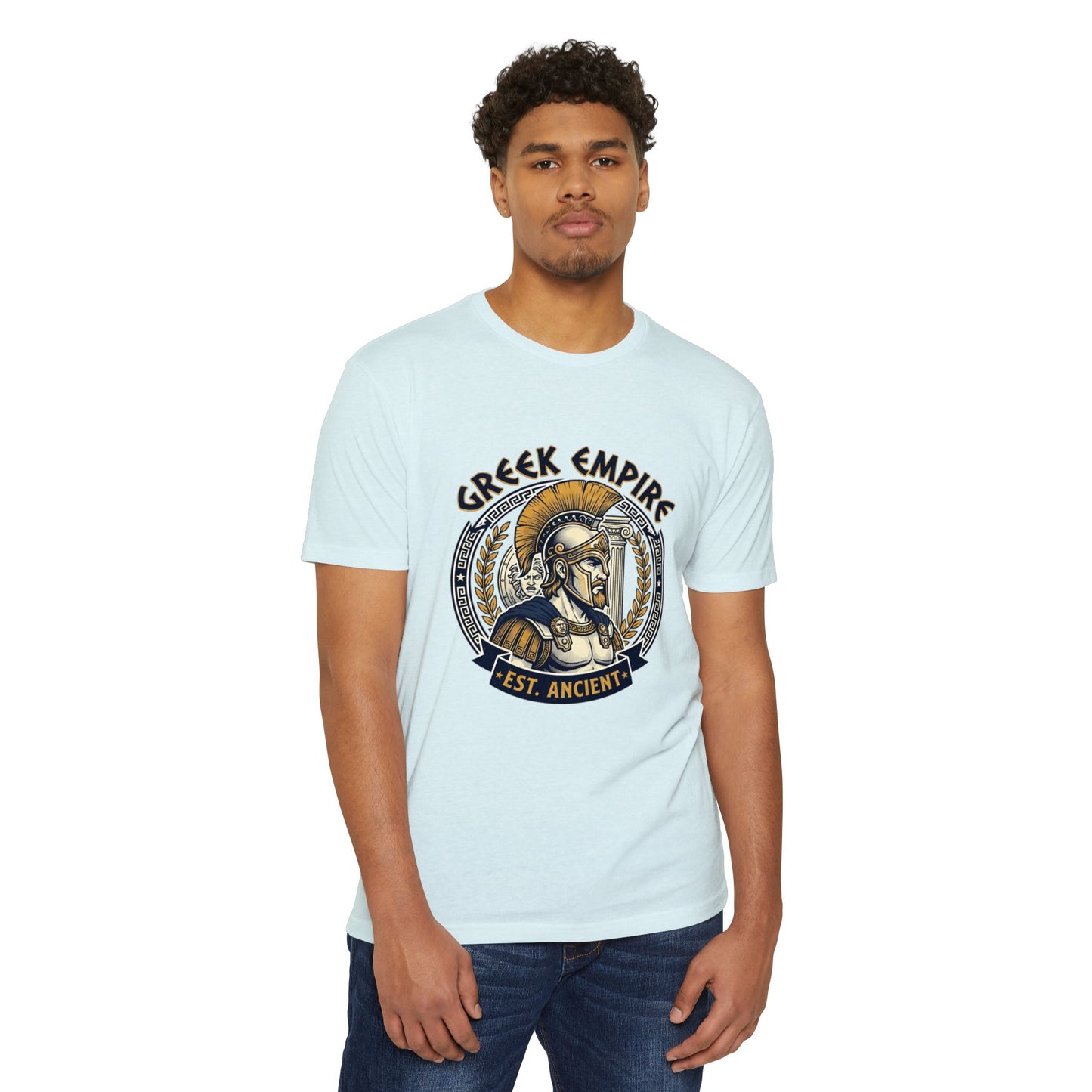 Greek Empire T-Shirt – 'Est. Ancient' Spartan Helmet Graphic