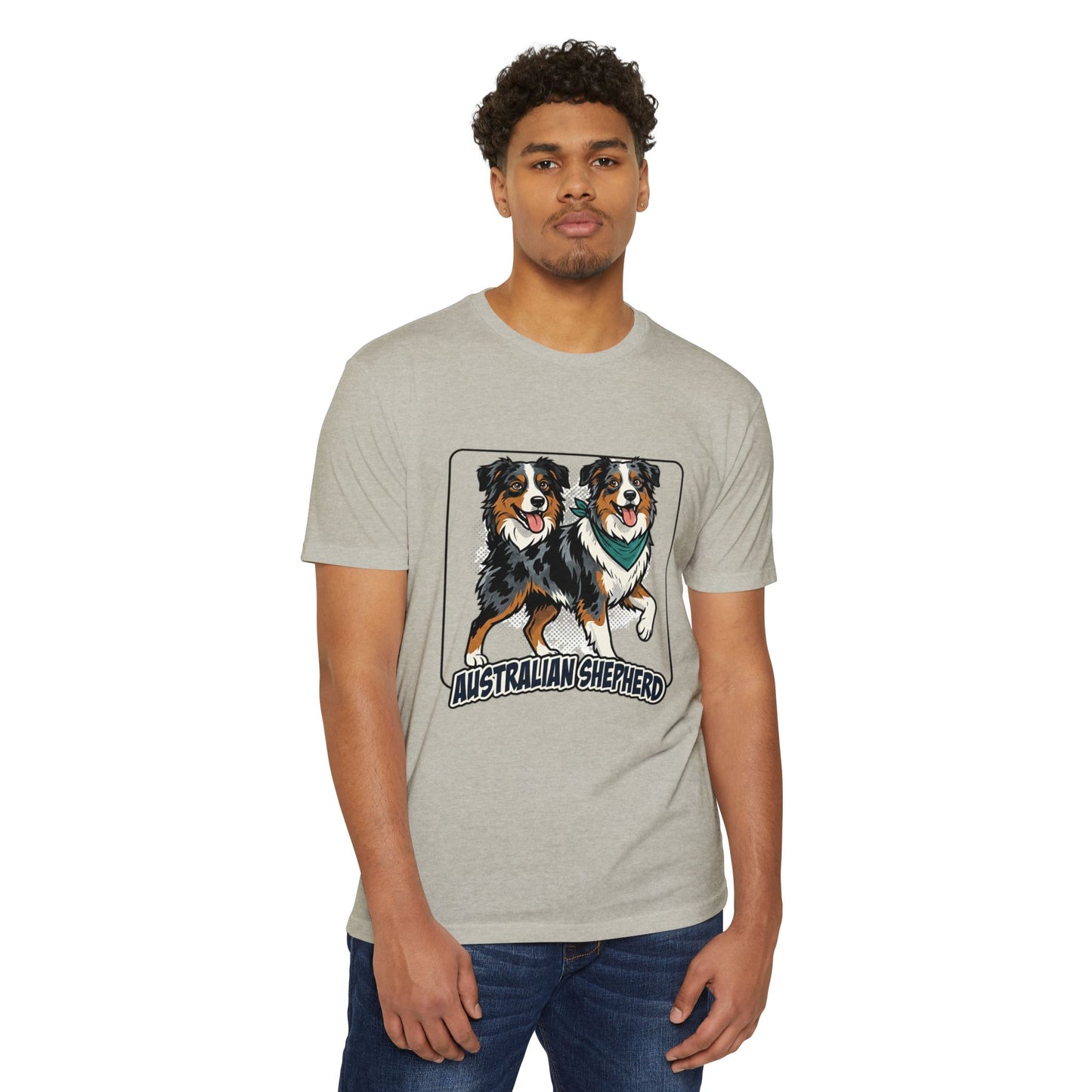 Australian Shepherd Graphic T‑Shirt — Playful Double Dog Illustration