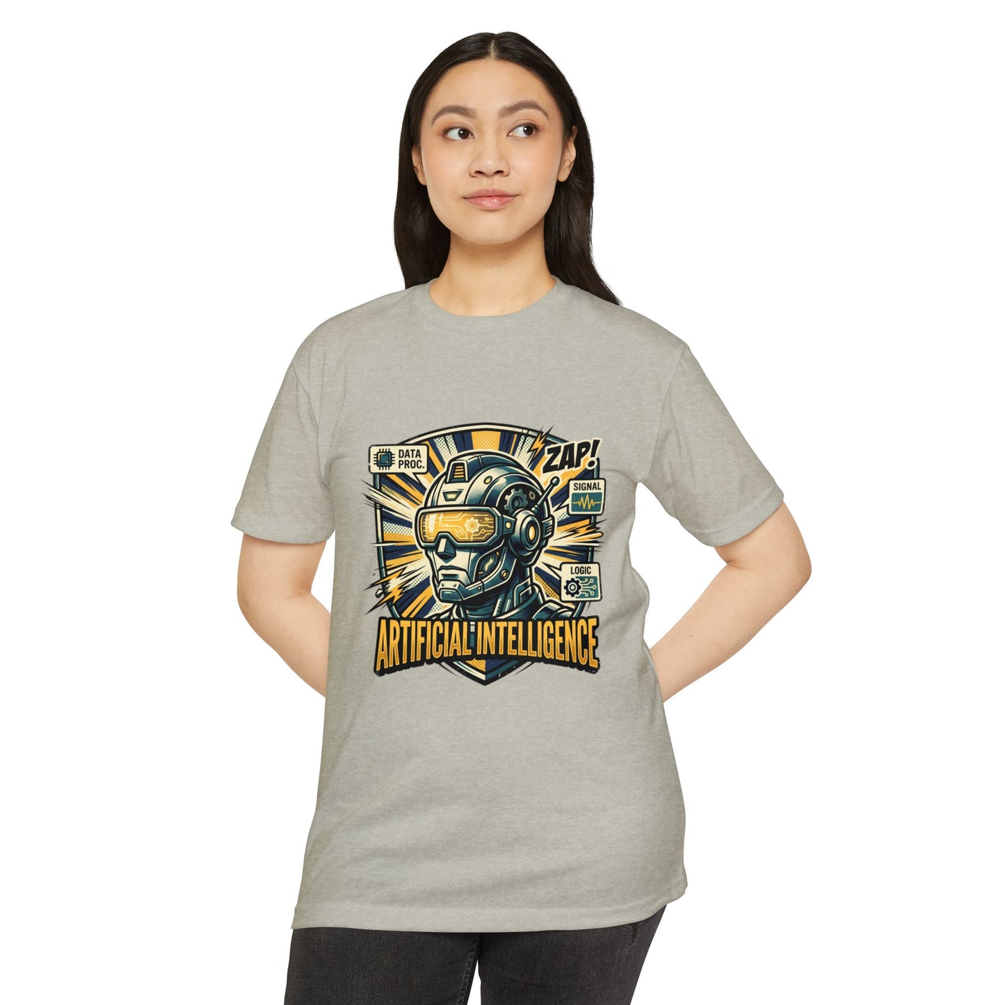 AI Robotics Graphic T-Shirt — "Artificial Intelligence" Retro Helmet Design