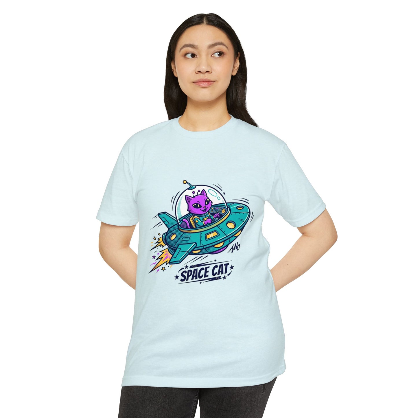 Retro Space Cat T-Shirt — UFO Graphic Tee