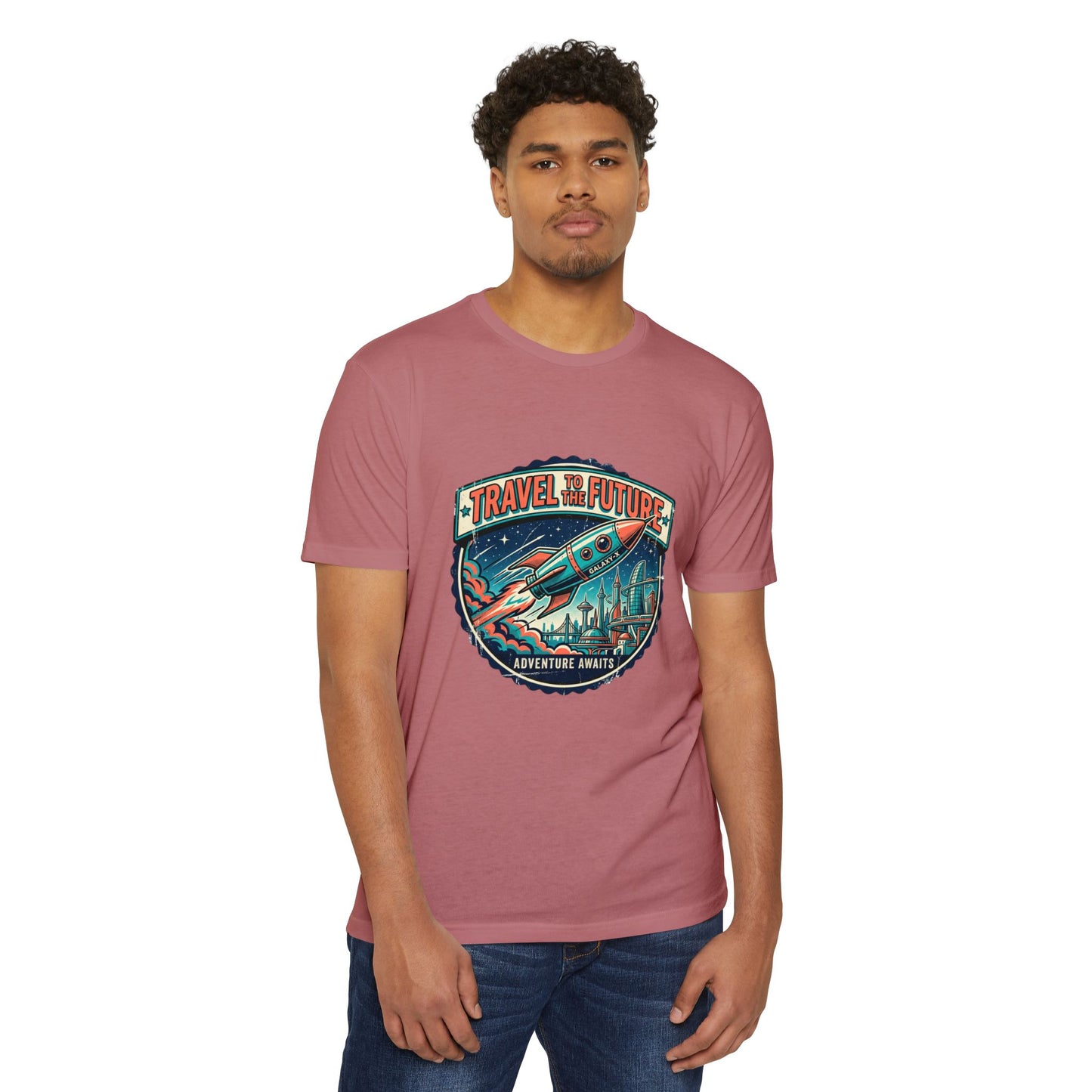 Travel the Future Rocket T-Shirt — Adventure Awaits Vintage Space Tee