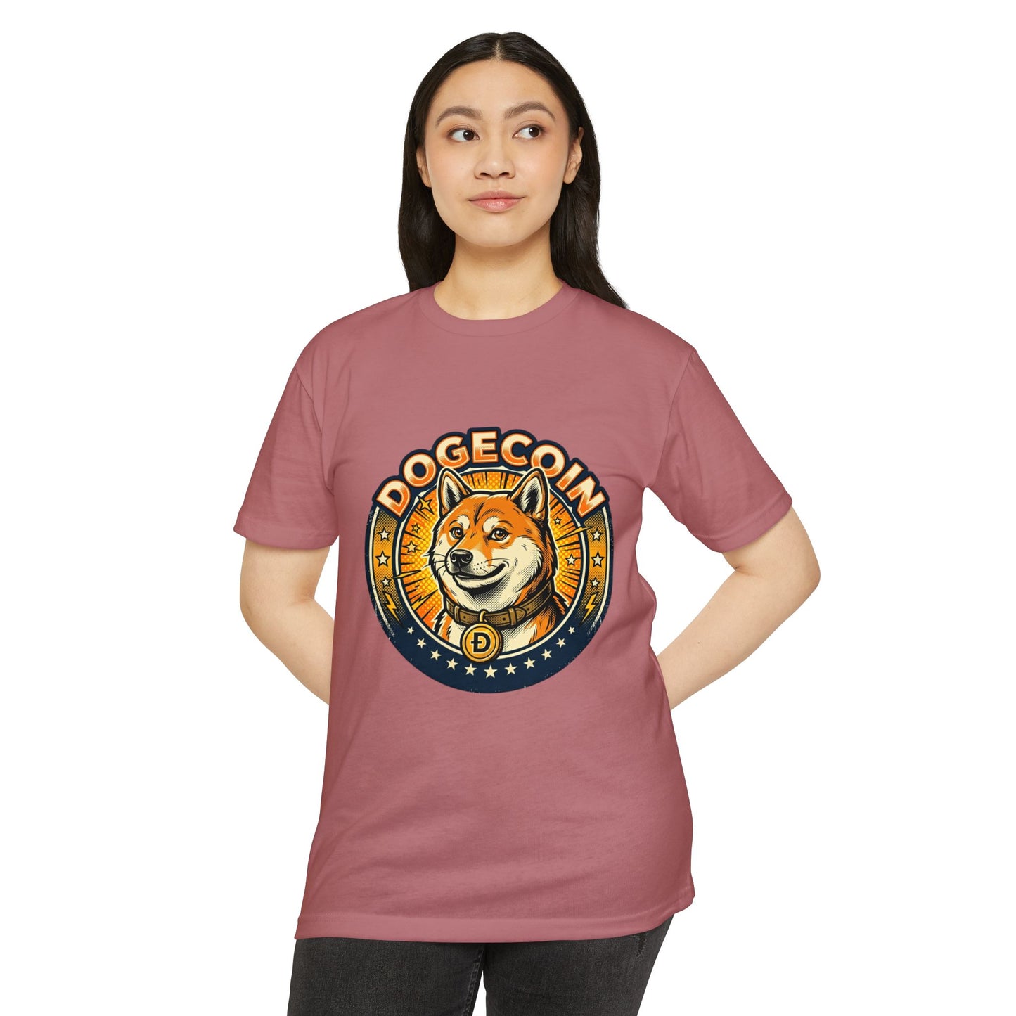 Dogecoin Coin Logo T‑Shirt — Retro Shiba Inu Crypto Tee